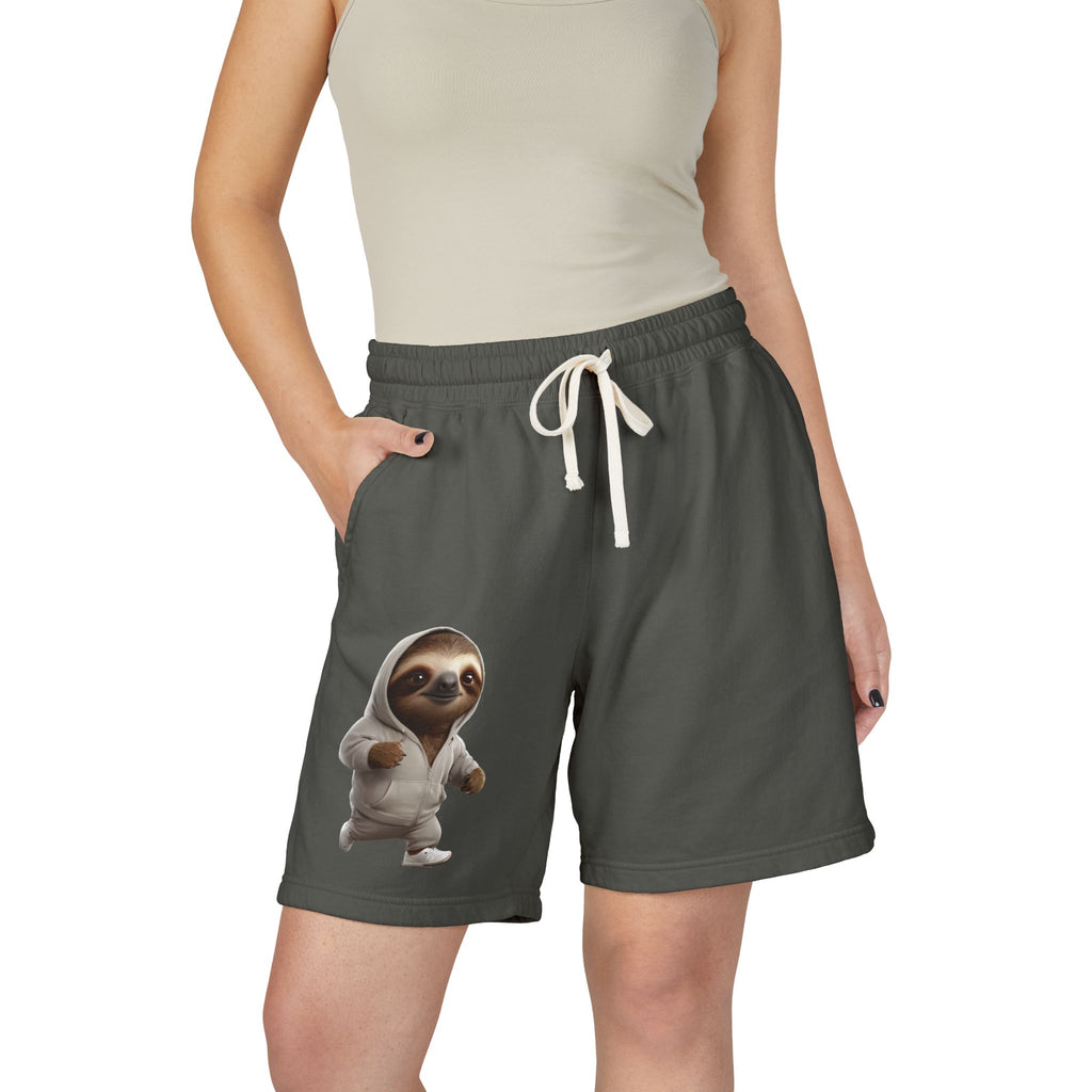 Sloth Lounge Sweat Shorts — Cozy Fleece Sleep & Relax Shorts