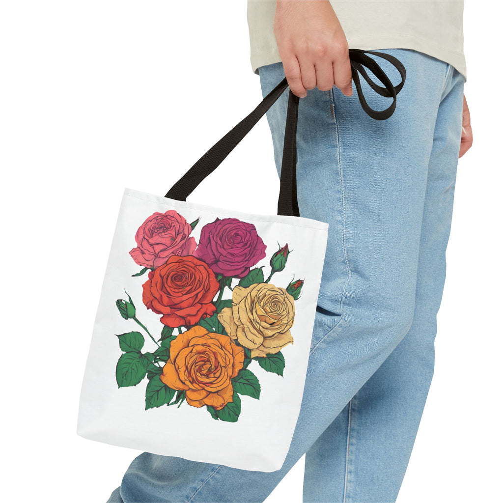 Floral Rose Bouquet Tote Bag — Colorful Garden Tote
