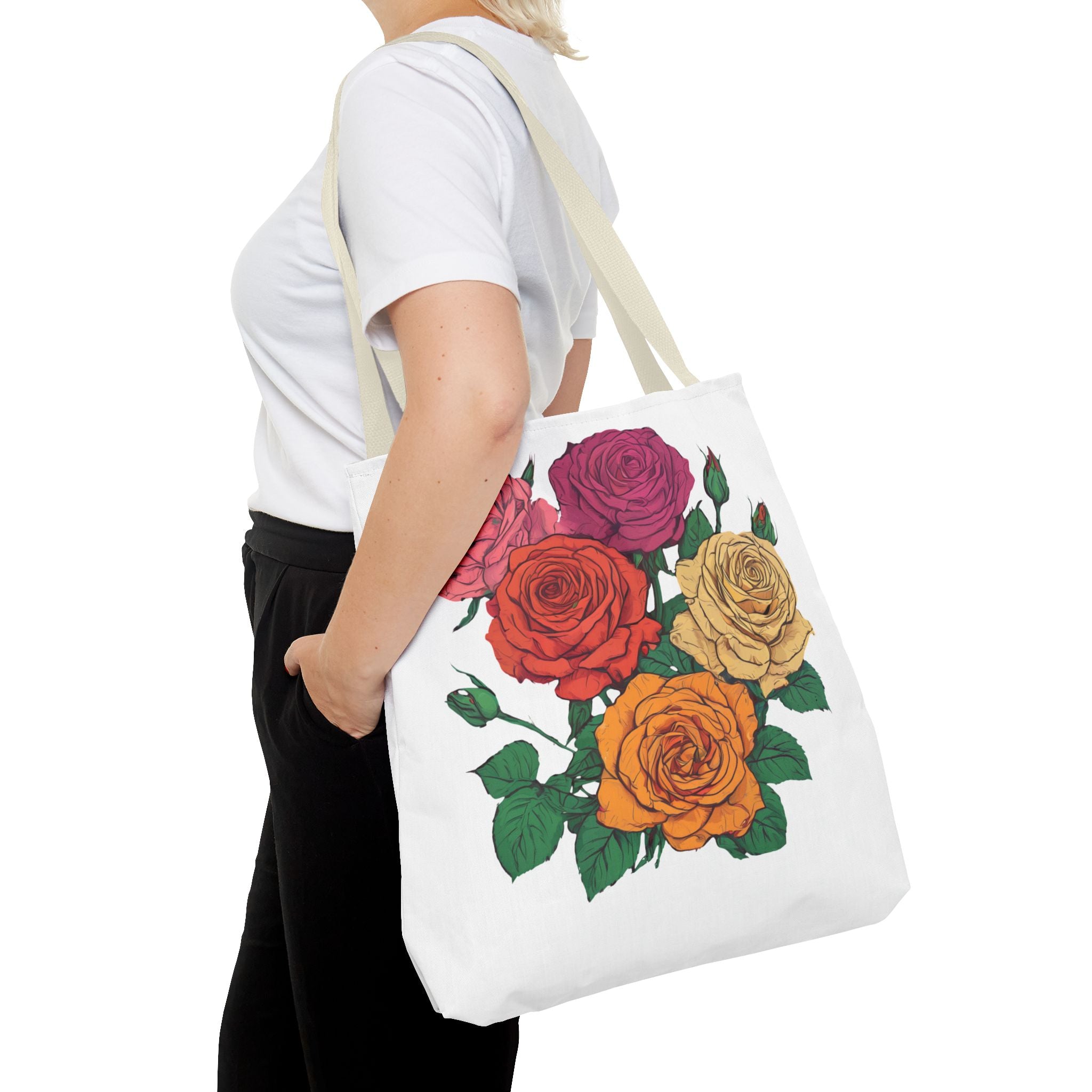 Floral Rose Bouquet Tote Bag — Colorful Garden Tote
