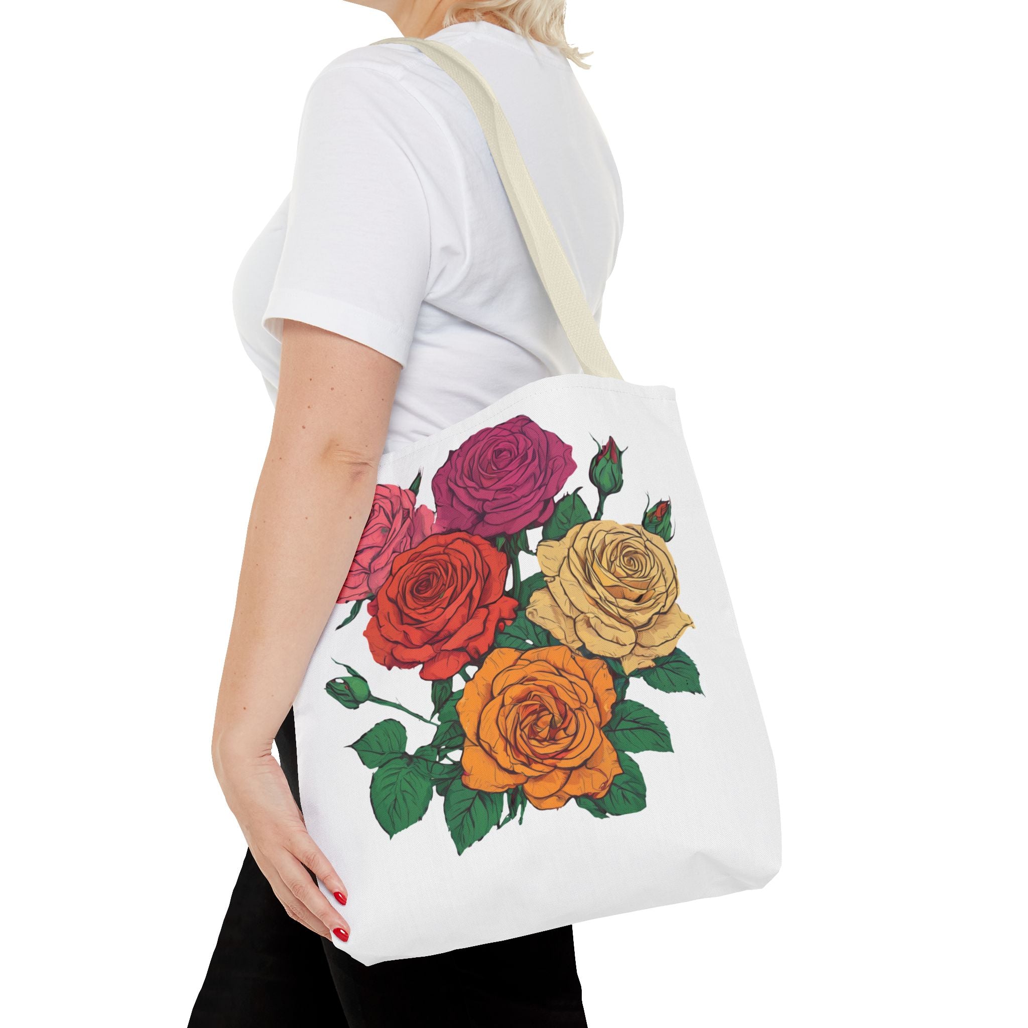 Floral Rose Bouquet Tote Bag — Colorful Garden Tote