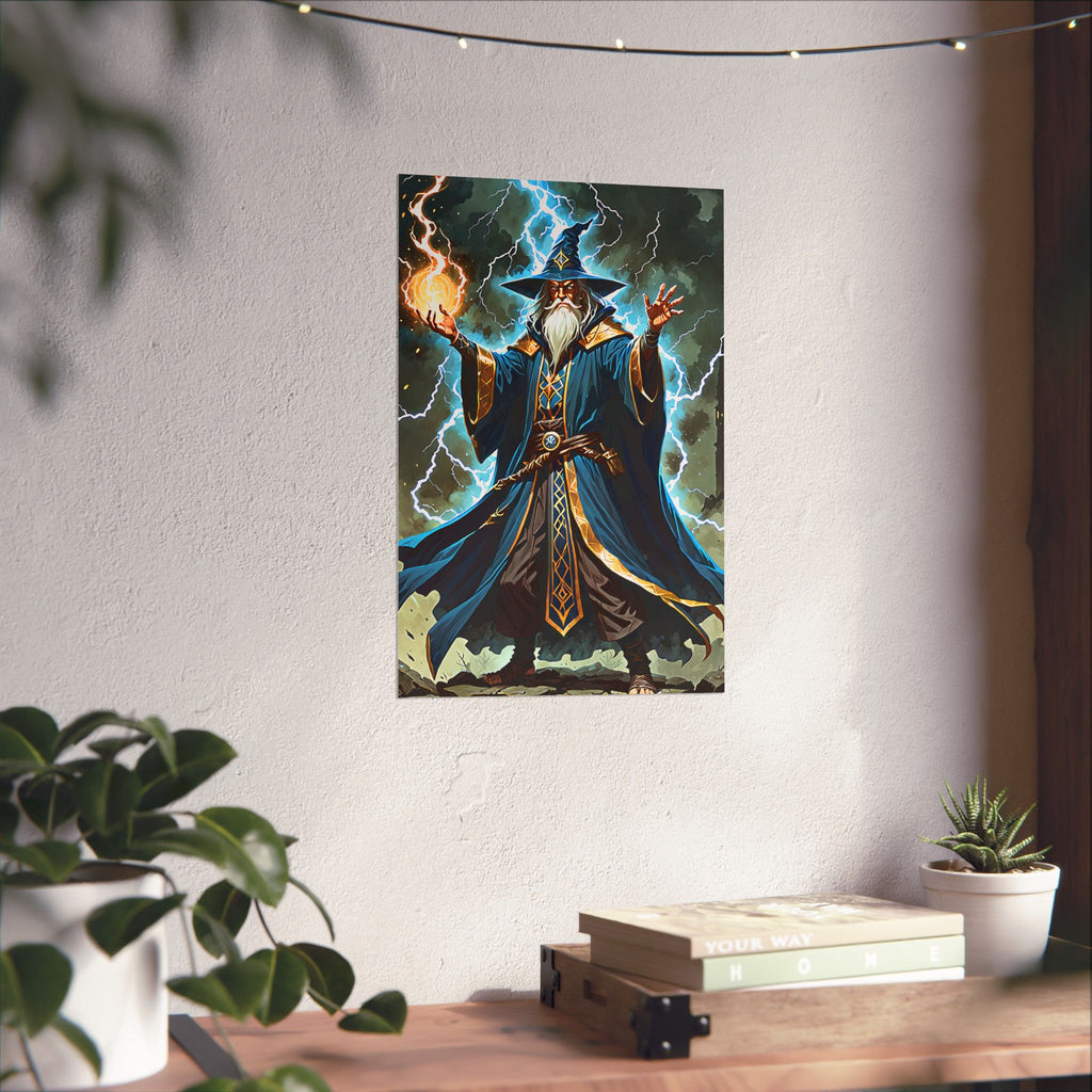 Lightning Fireball Wizard Magic Poster | Matte Vertical Poster