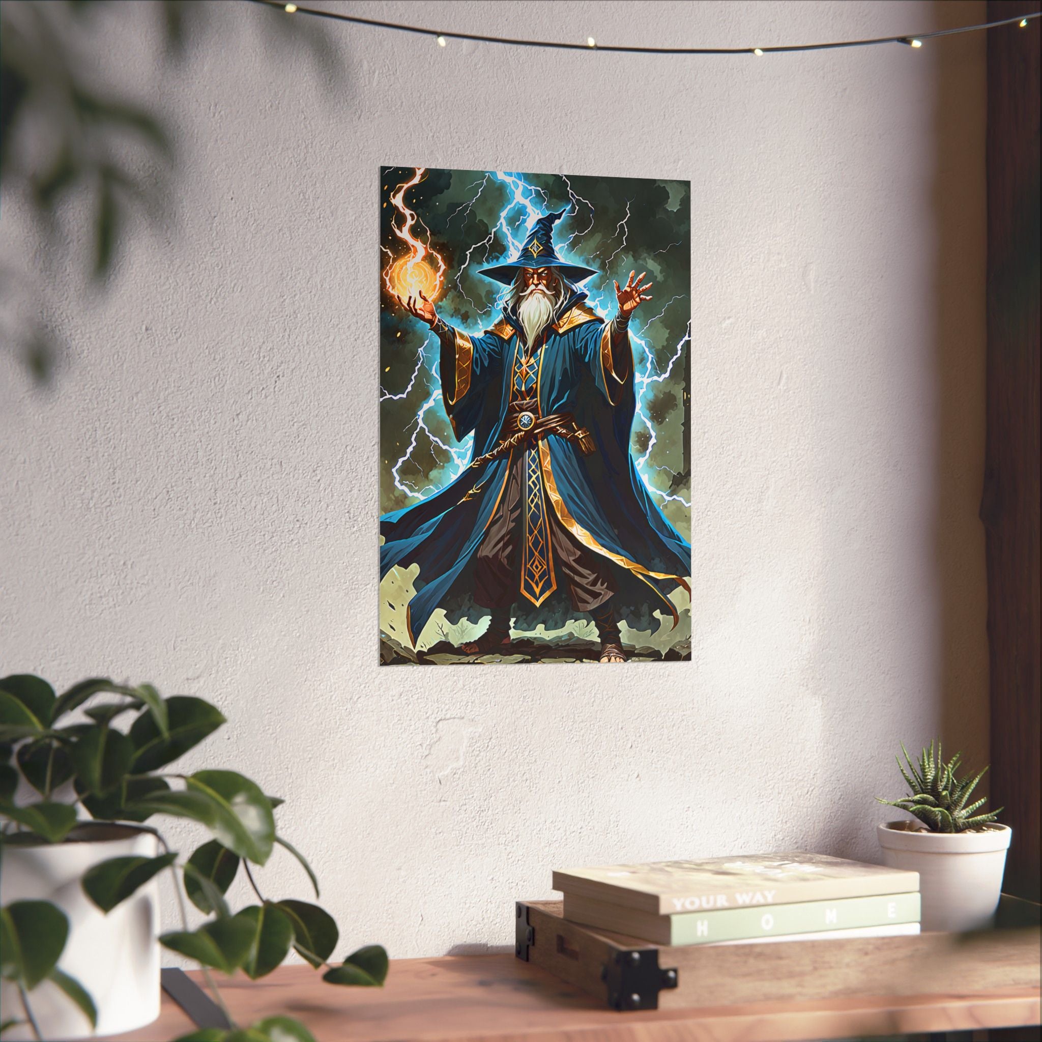 Lightning Fireball Wizard Magic Poster | Matte Vertical Poster