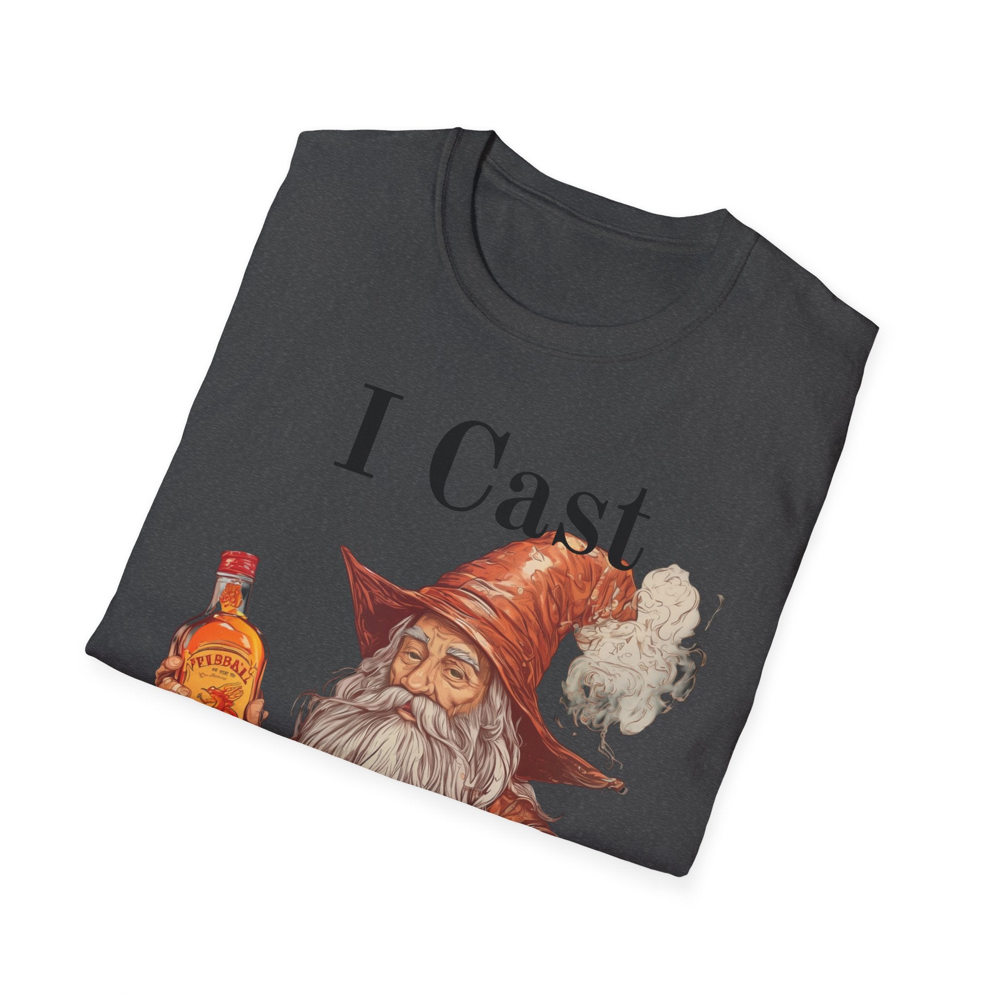 I Cast Fireball Wizard Illustration T-Shirt | Fantasy Mage Drinking Fireball