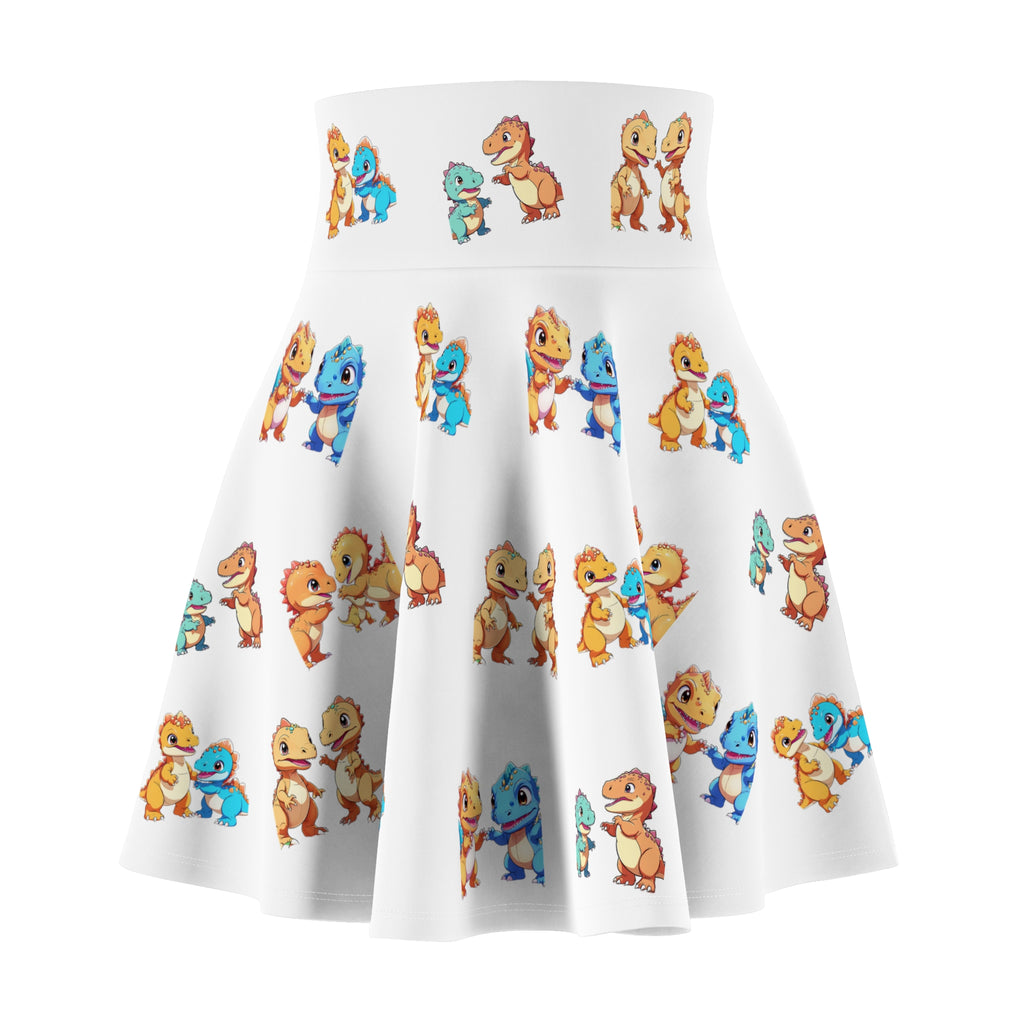 Cute Dino Family Skater Skirt | Cartoon Dinosaur Pattern