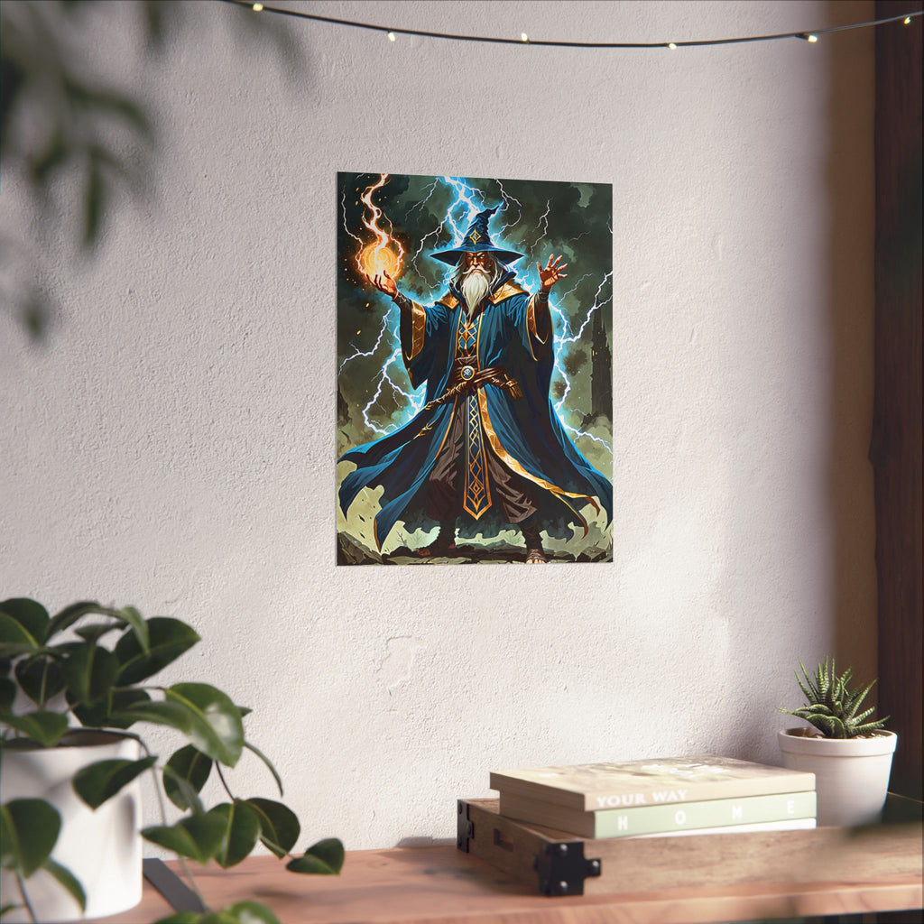 Lightning Fireball Wizard Magic Poster | Matte Vertical Poster