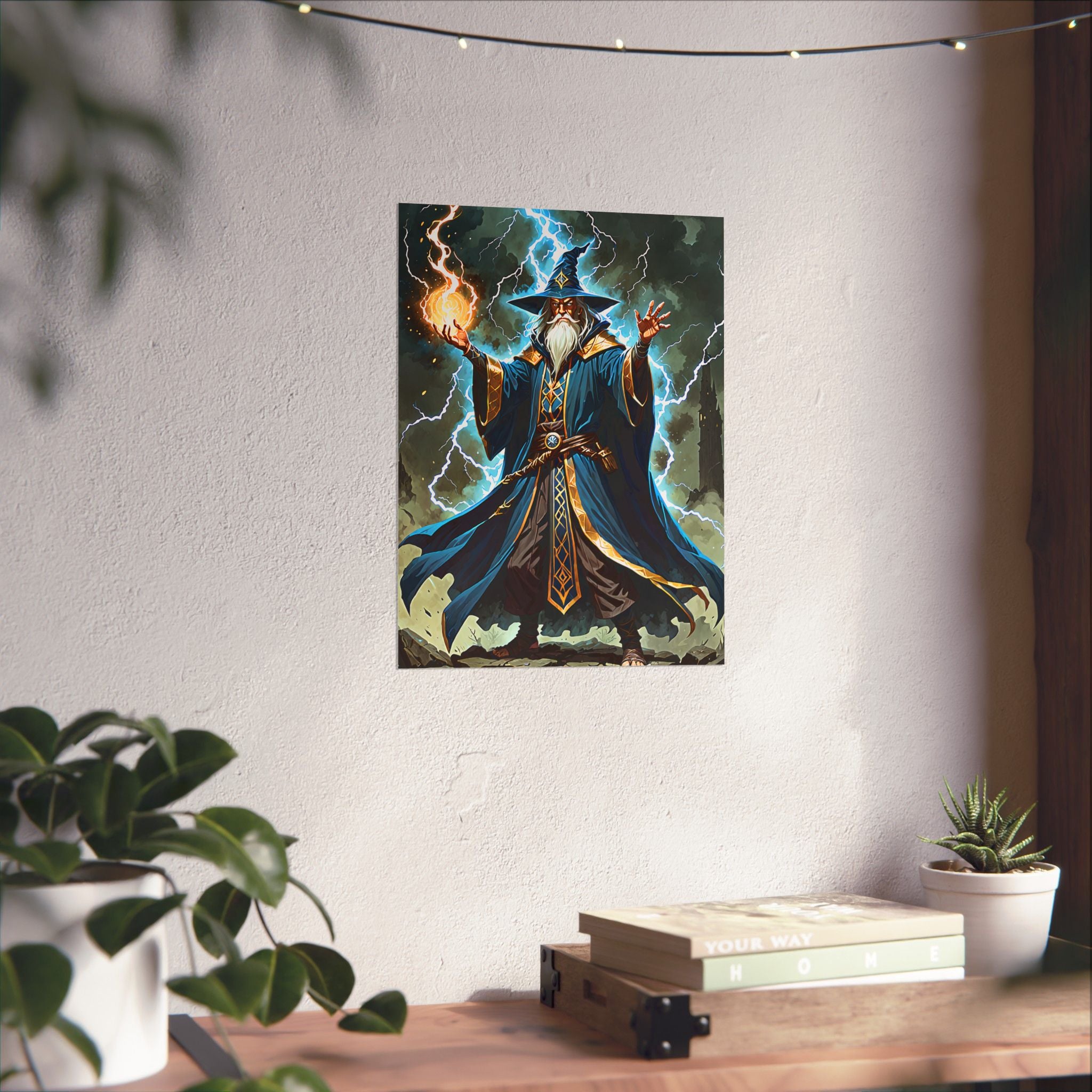 Lightning Fireball Wizard Magic Poster | Matte Vertical Poster