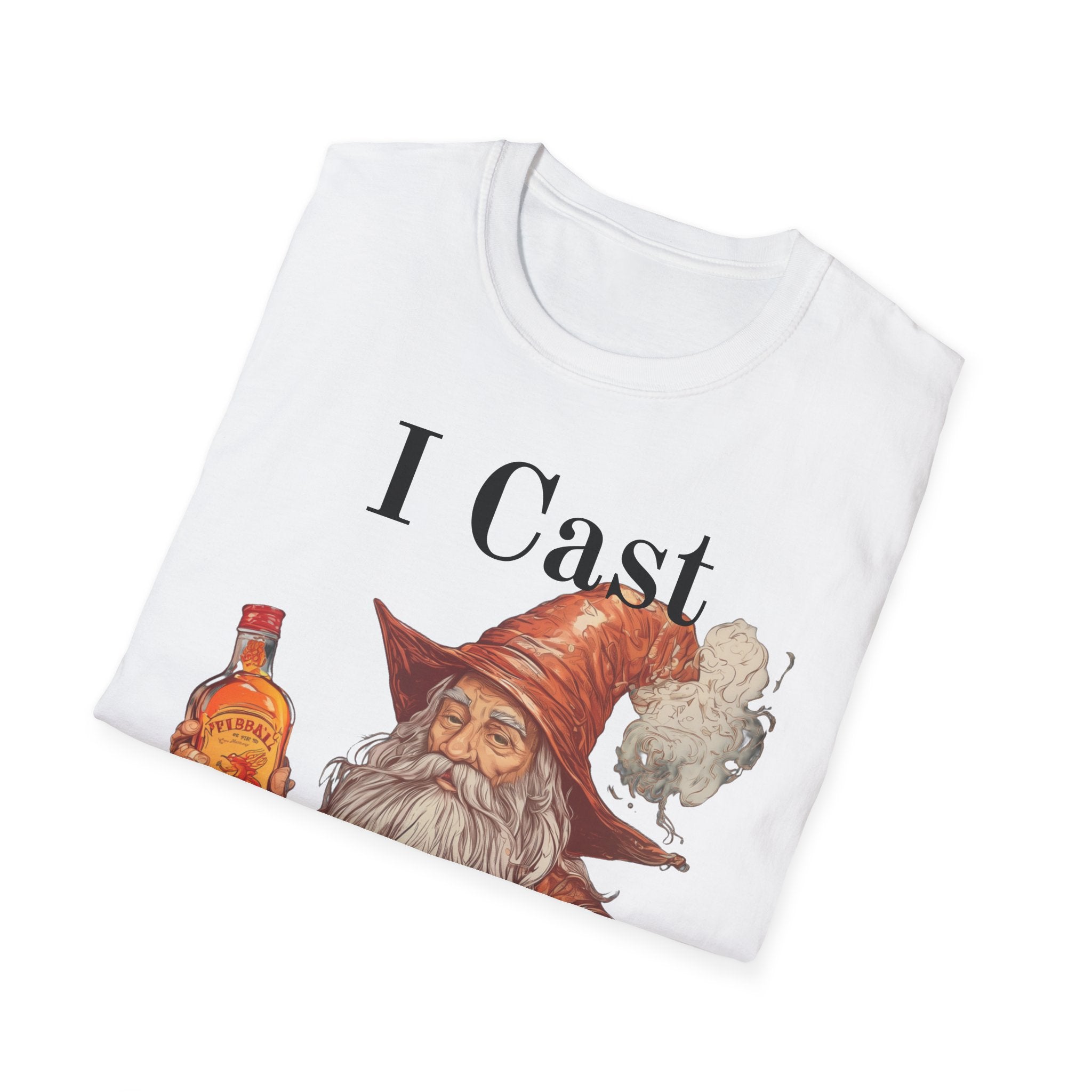 I Cast Fireball Wizard Illustration T-Shirt | Fantasy Mage Drinking Fireball
