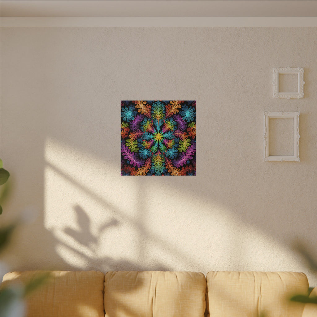 Rainbow Fractal Floral Canvas