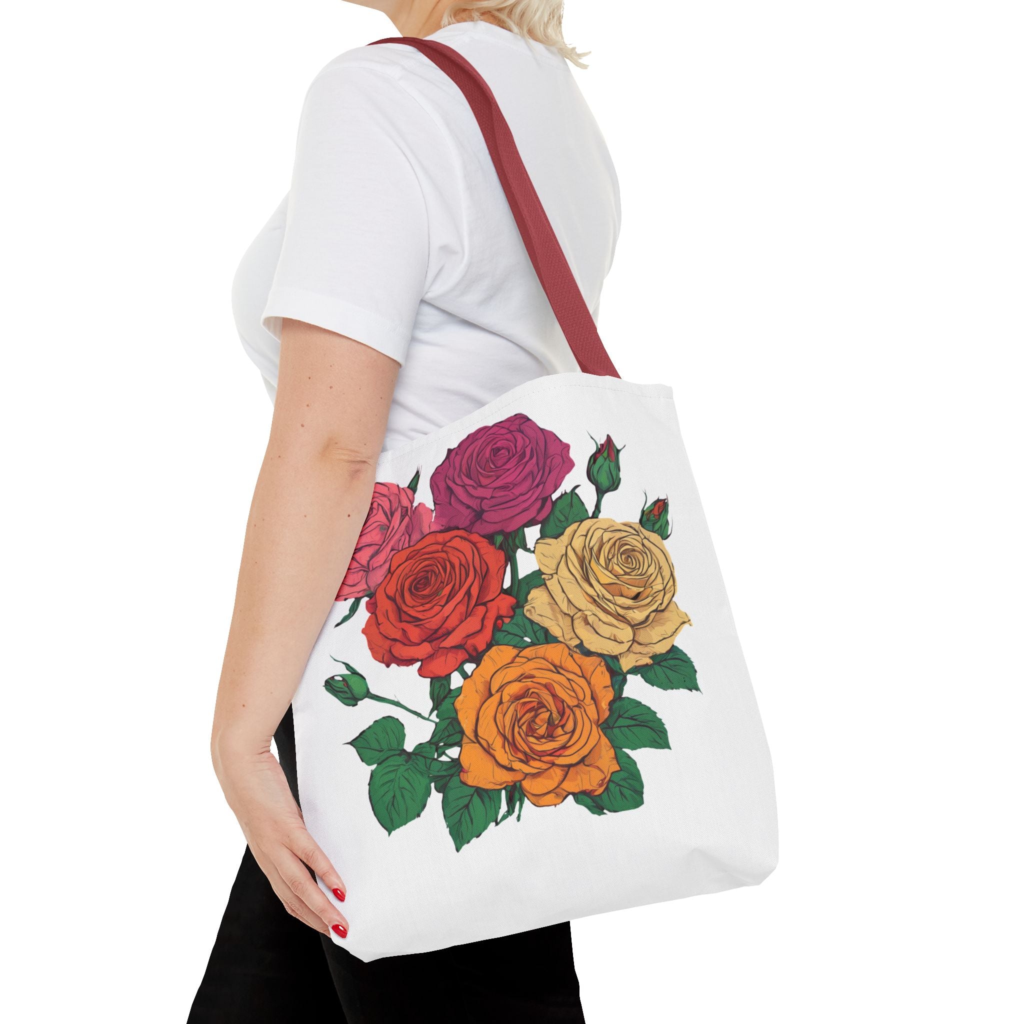 Floral Rose Bouquet Tote Bag — Colorful Garden Tote