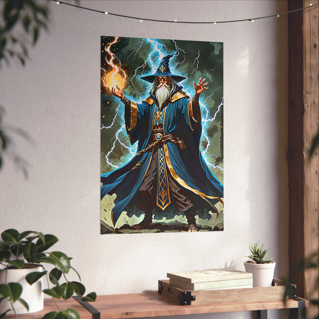 Lightning Fireball Wizard Magic Poster | Matte Vertical Poster