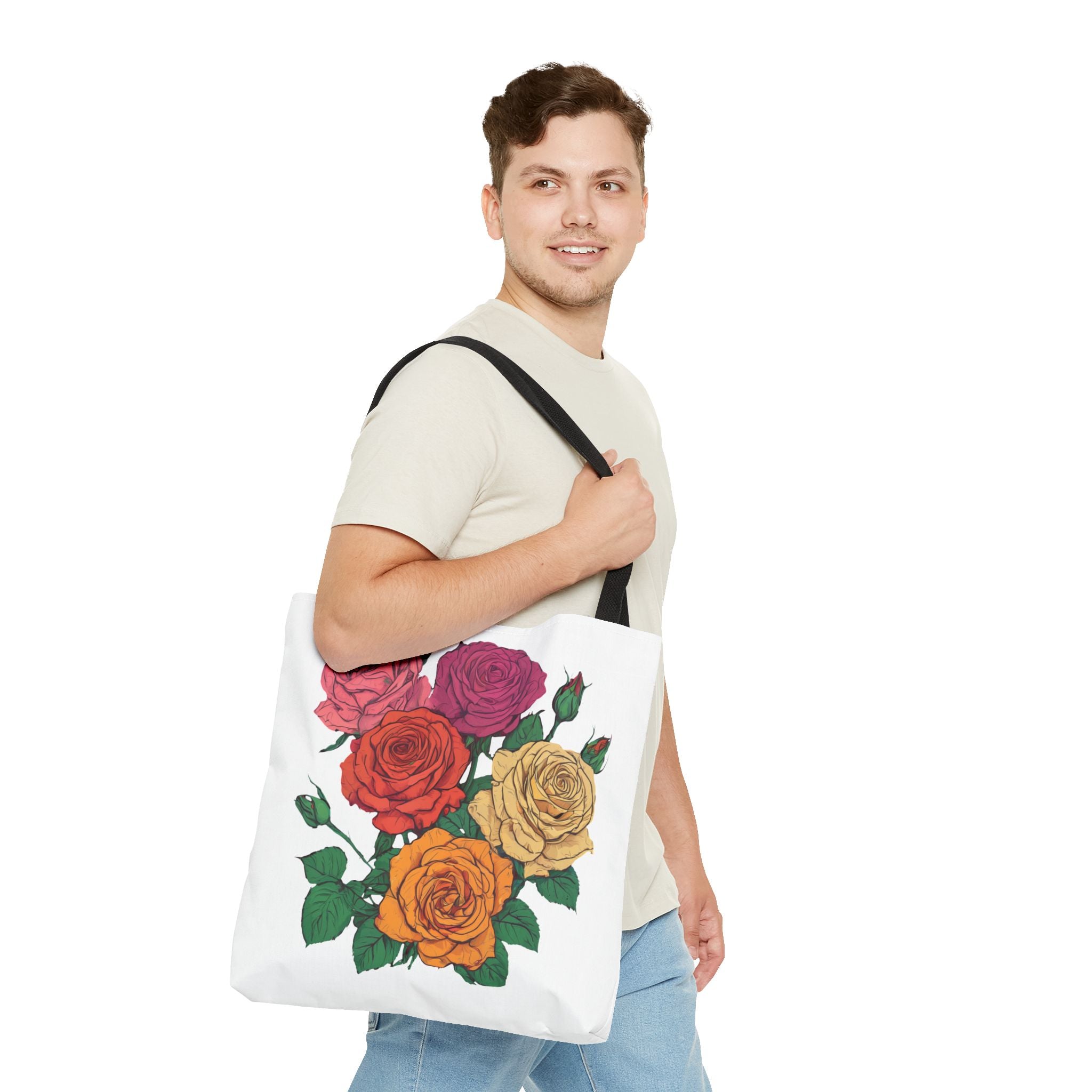 Floral Rose Bouquet Tote Bag — Colorful Garden Tote