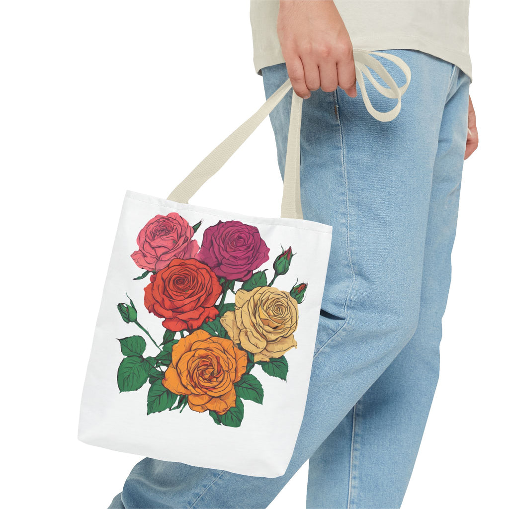 Floral Rose Bouquet Tote Bag — Colorful Garden Tote