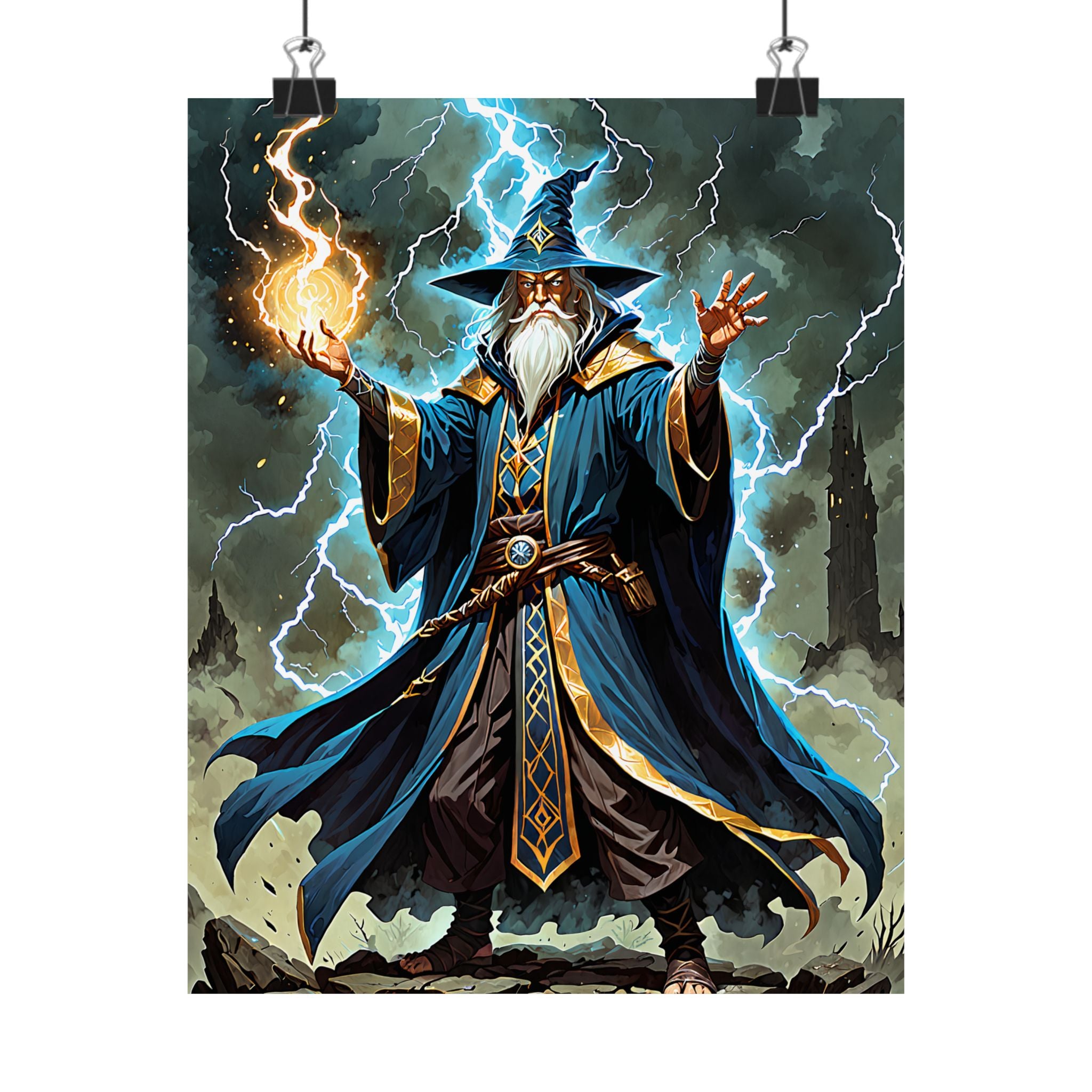 Lightning Fireball Wizard Magic Poster | Matte Vertical Poster
