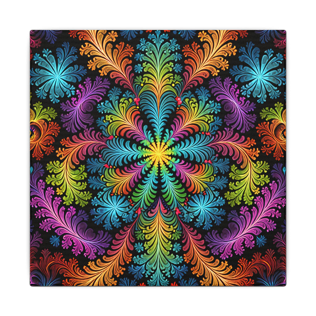 Rainbow Fractal Floral Canvas