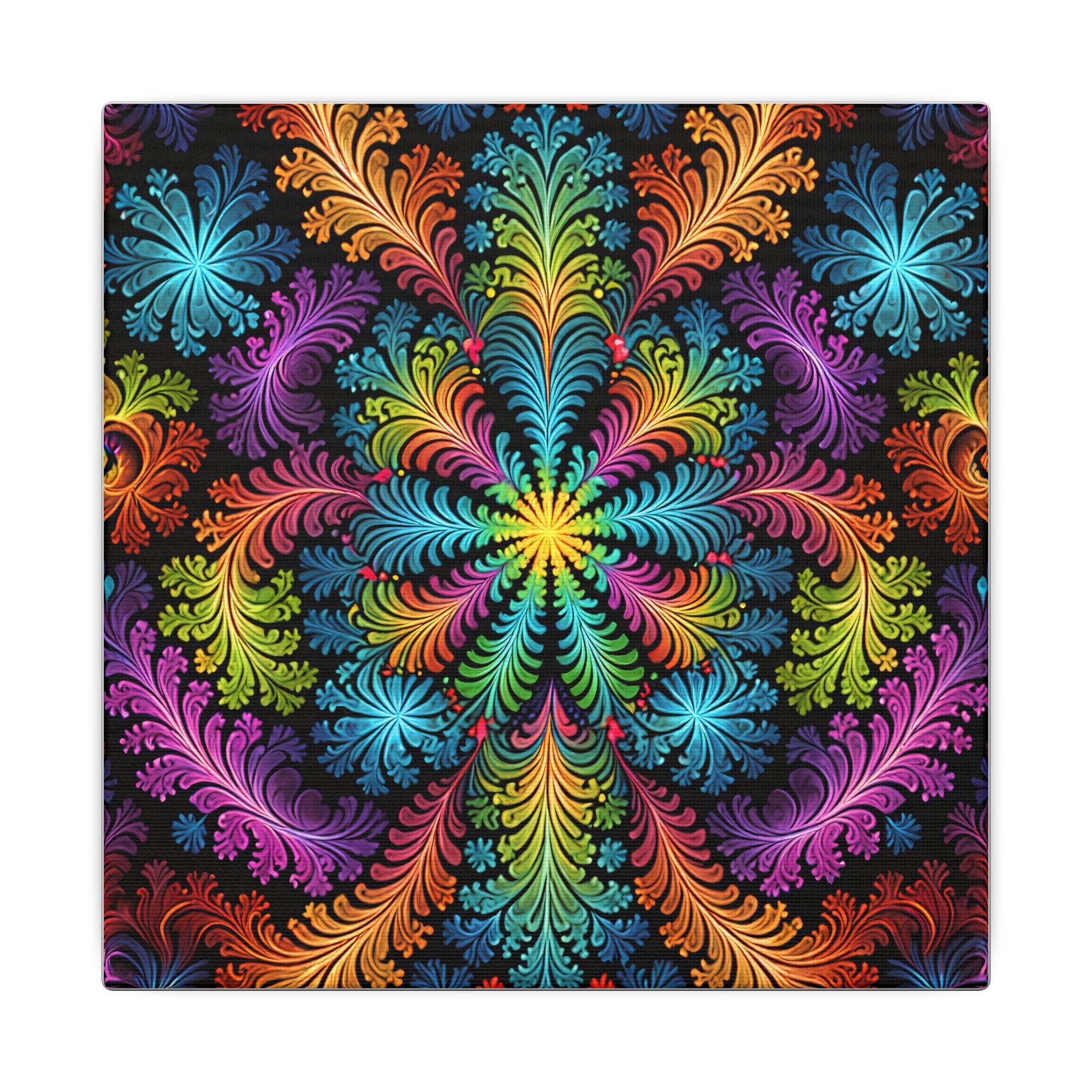 Rainbow Fractal Floral Canvas