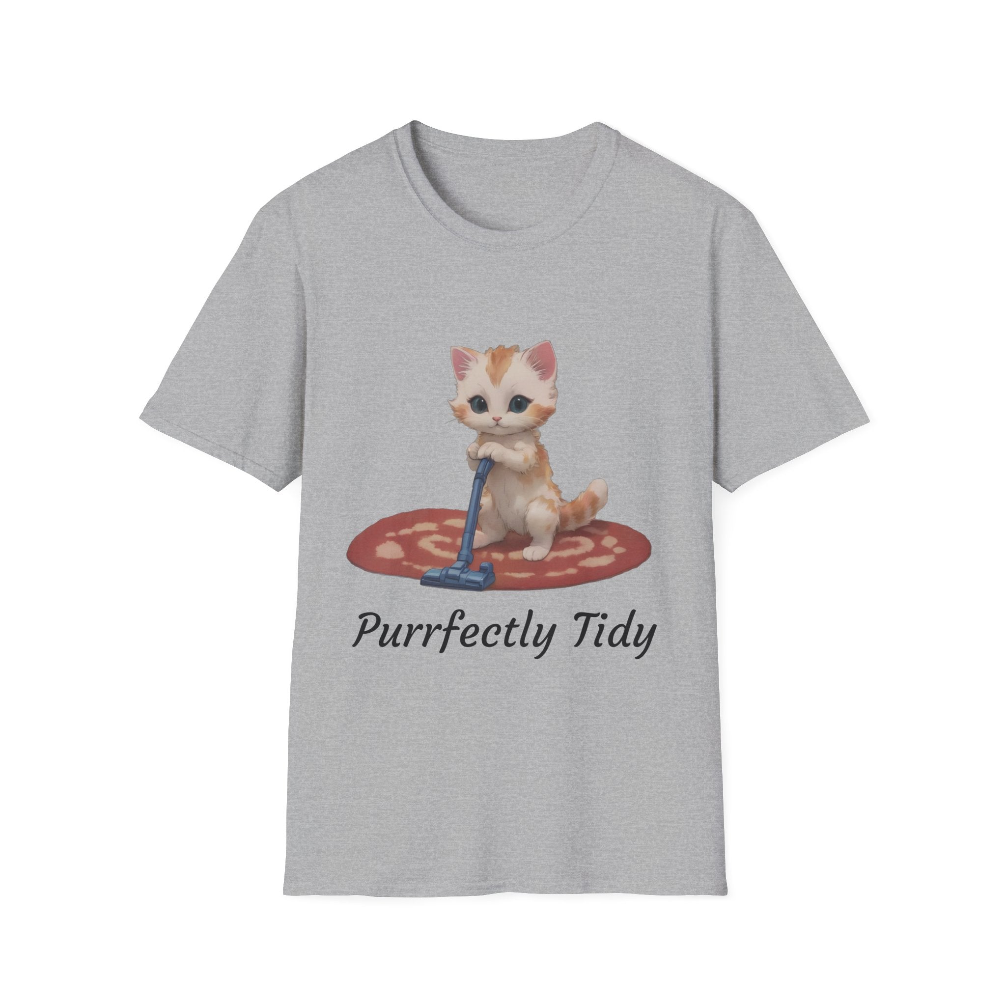 Purrfectly Tidy Cat Illustration T-Shirt | Cute Kitten on Rug