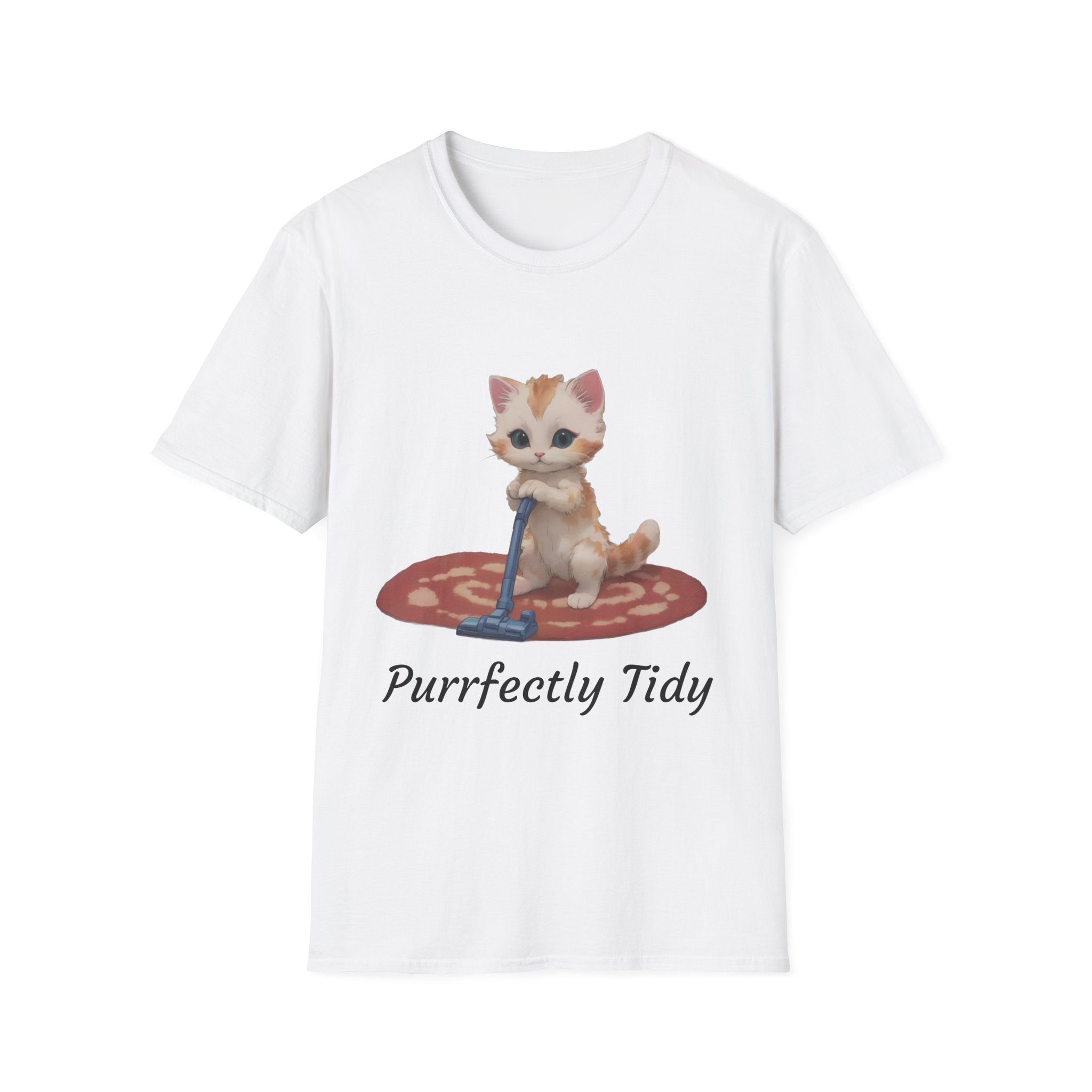 Purrfectly Tidy Cat Illustration T-Shirt | Cute Kitten on Rug