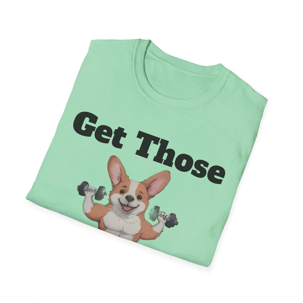 Get Those Corgains T-Shirt — Funny Corgi Gym Dog Fitness Tee