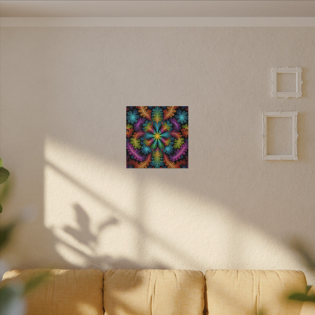 Rainbow Fractal Floral Canvas