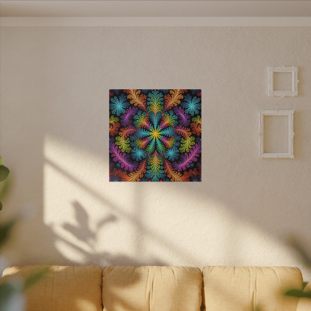 Rainbow Fractal Floral Canvas