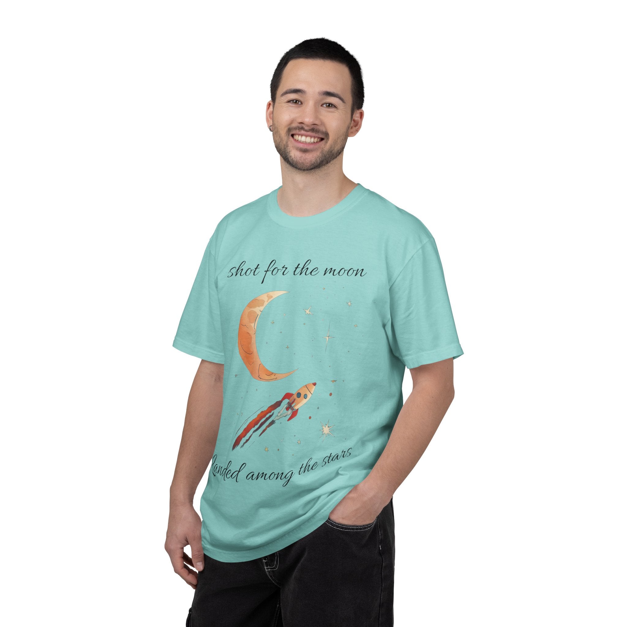 Shot for the Moon Rocket Moon T-Shirt | Landed Among the Stars