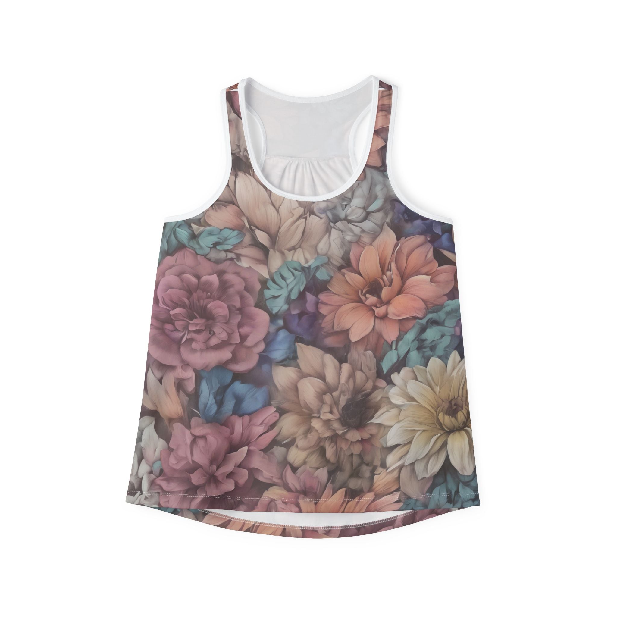 Floral Watercolor Racerback Tank Top — Pastel Bloom All-Over Print Spring Time