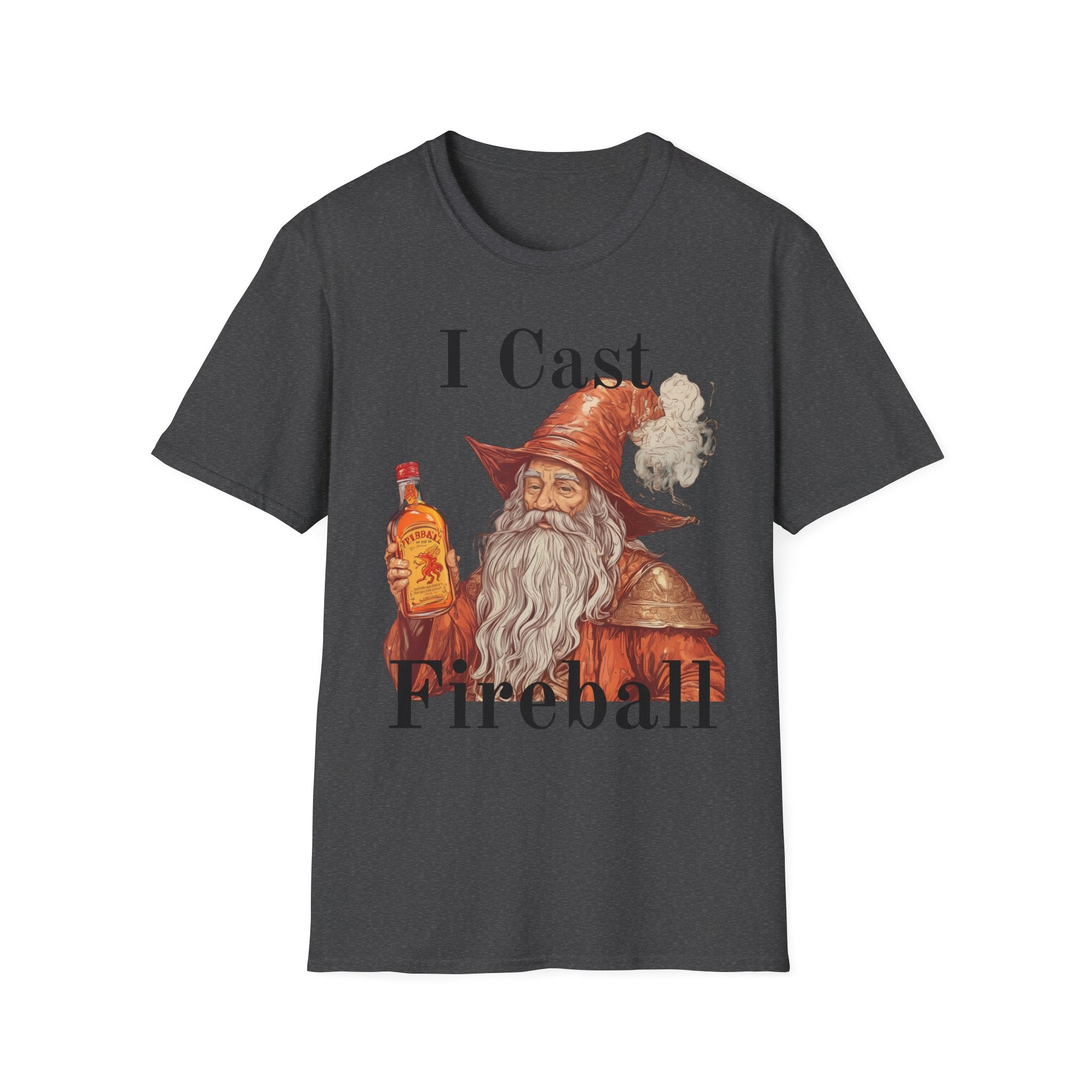 I Cast Fireball Wizard Illustration T-Shirt | Fantasy Mage Drinking Fireball