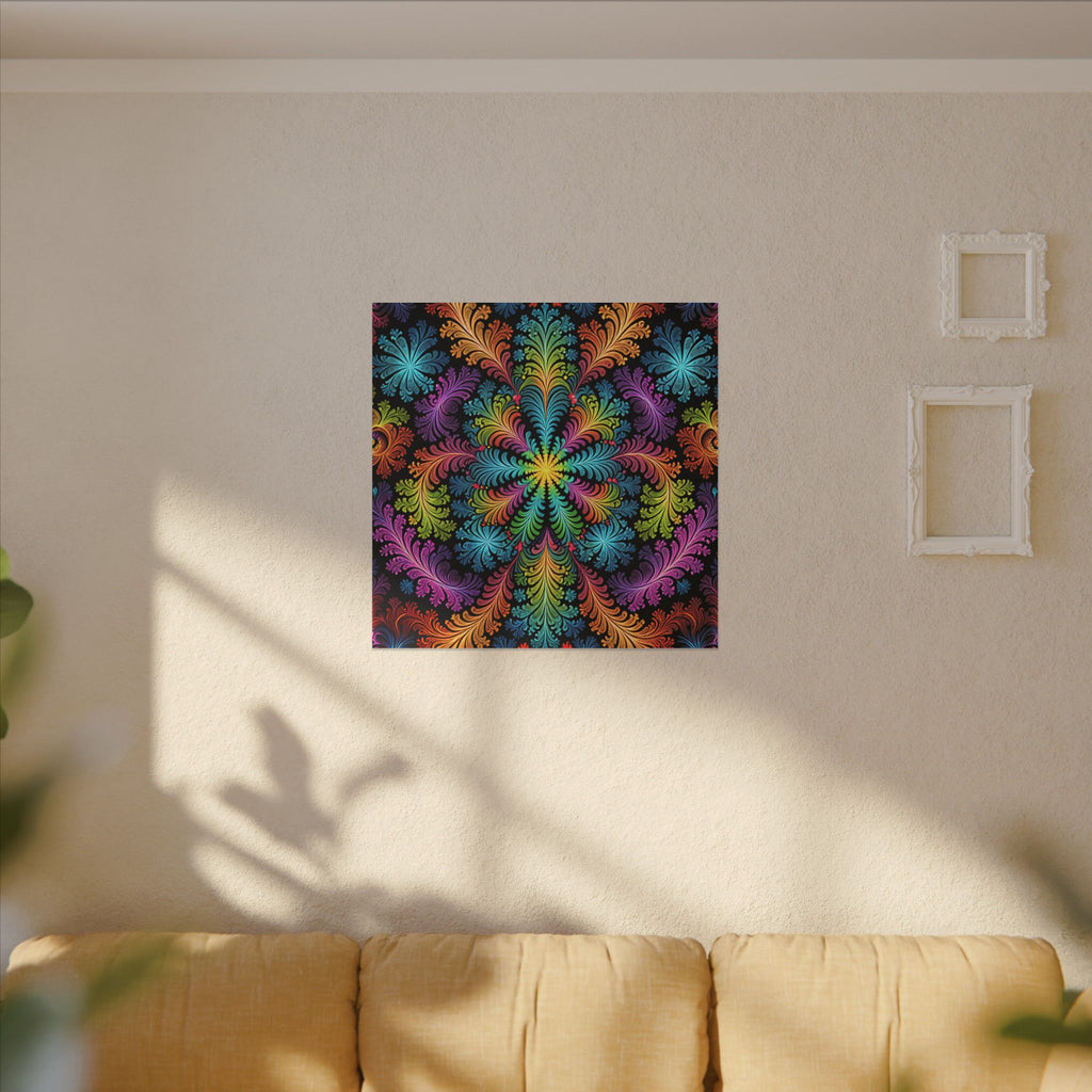 Rainbow Fractal Floral Canvas