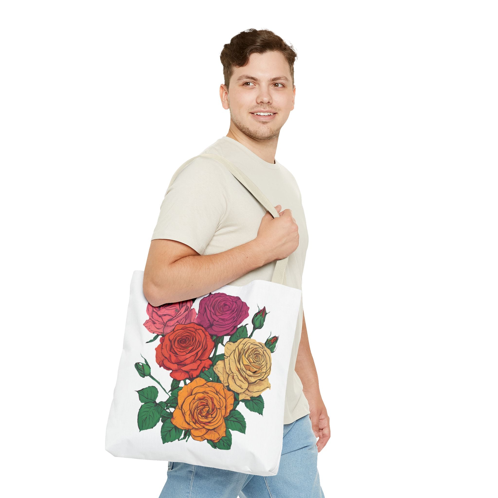 Floral Rose Bouquet Tote Bag — Colorful Garden Tote