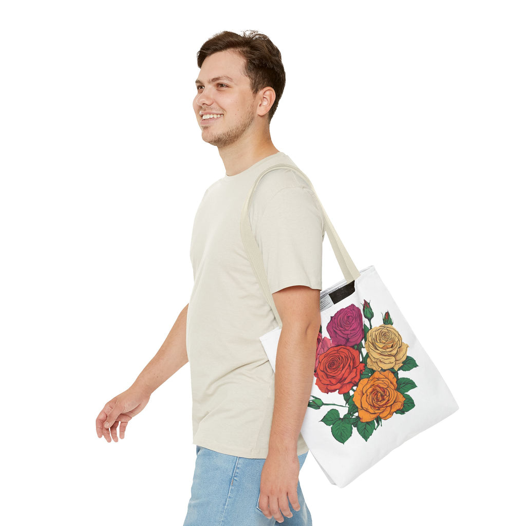 Floral Rose Bouquet Tote Bag — Colorful Garden Tote