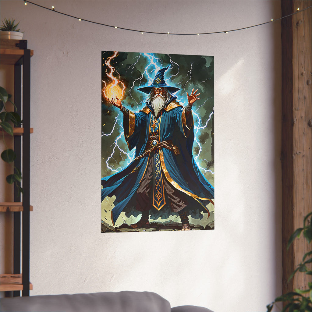 Lightning Fireball Wizard Magic Poster | Matte Vertical Poster