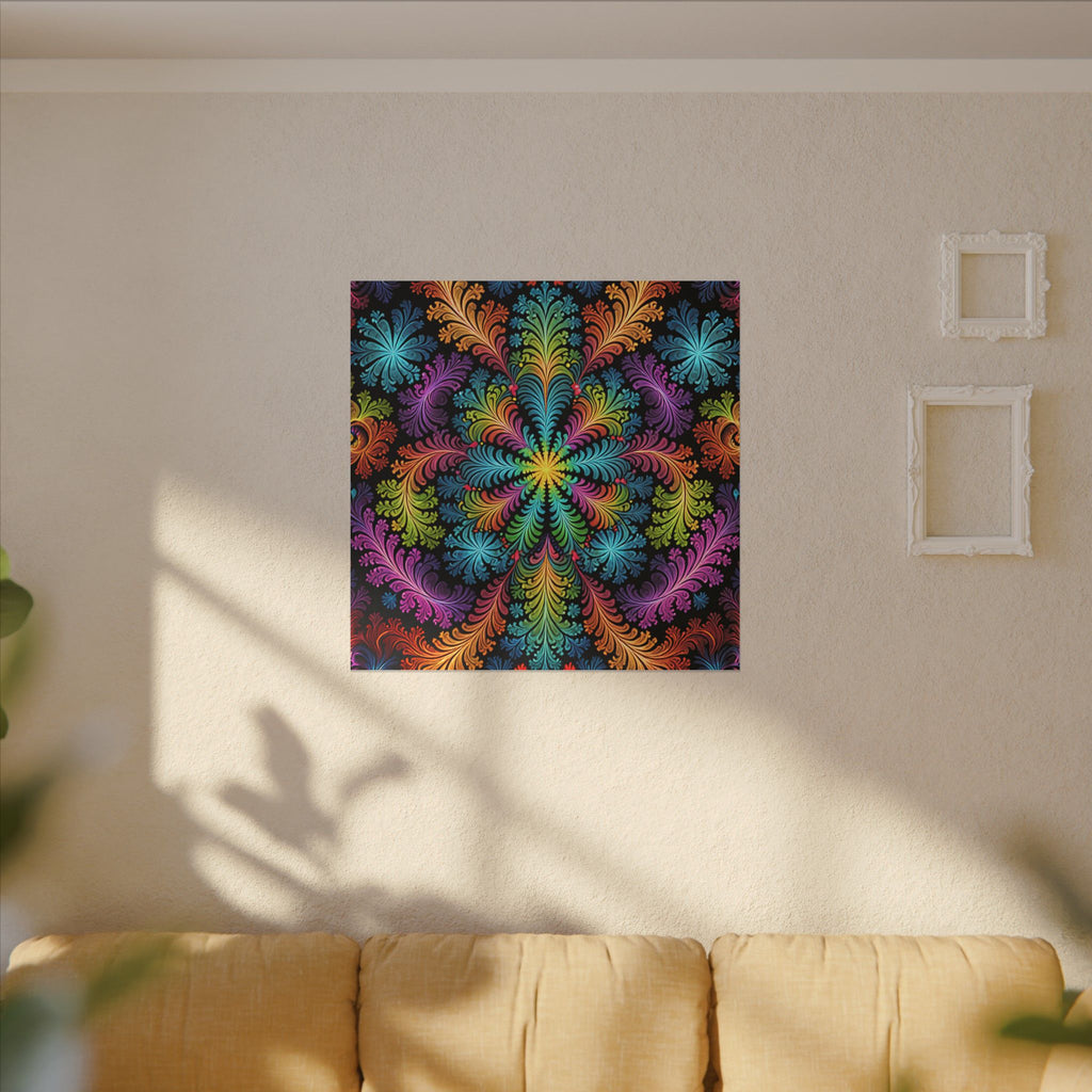 Rainbow Fractal Floral Canvas