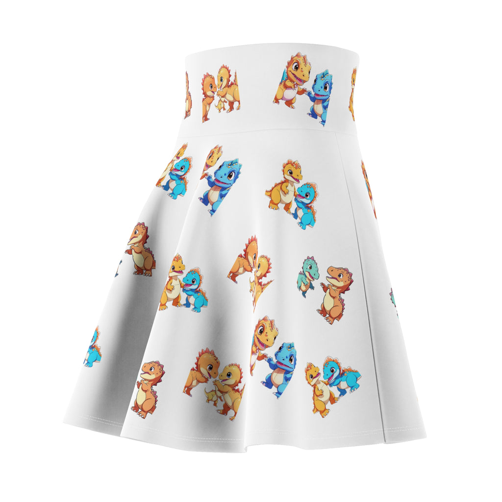 Cute Dino Family Skater Skirt | Cartoon Dinosaur Pattern