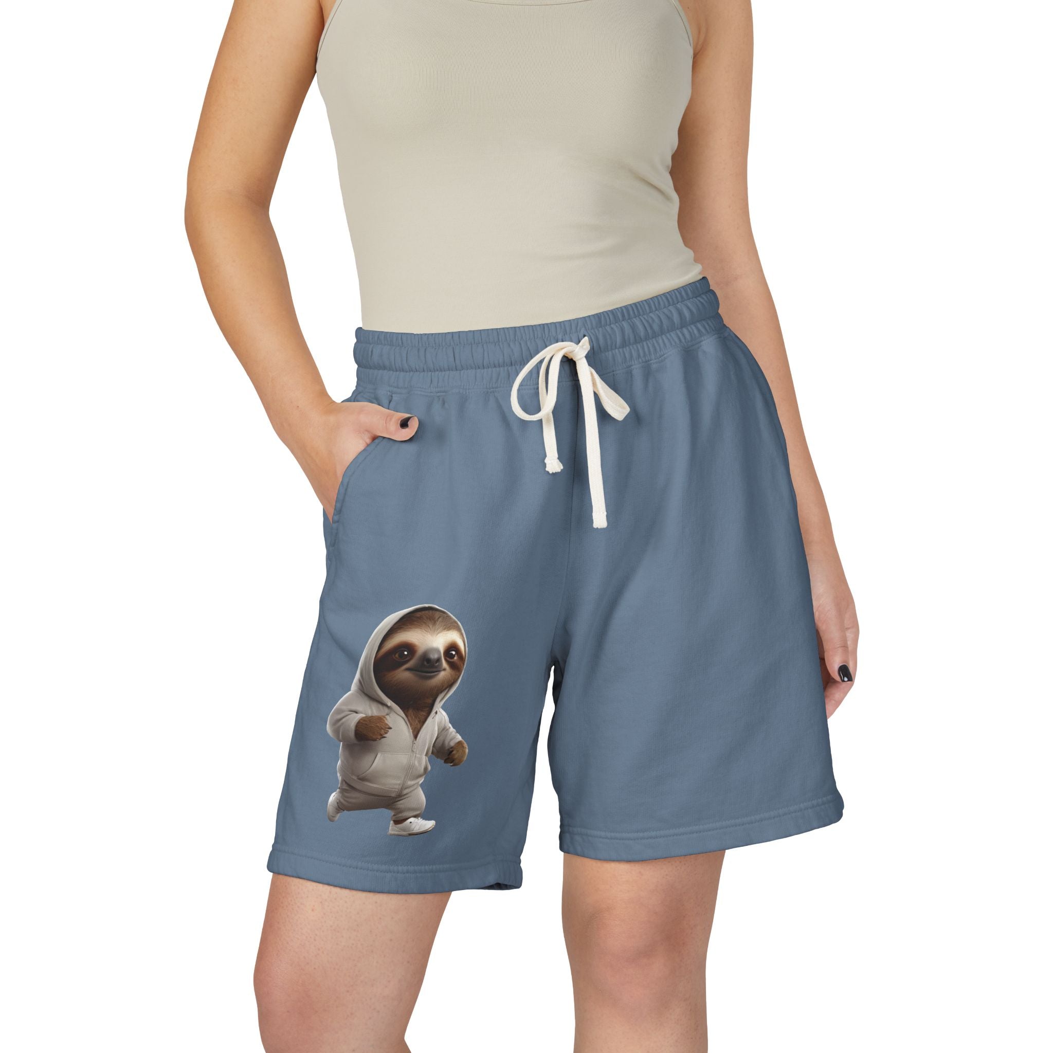 Sloth Lounge Sweat Shorts — Cozy Fleece Sleep & Relax Shorts