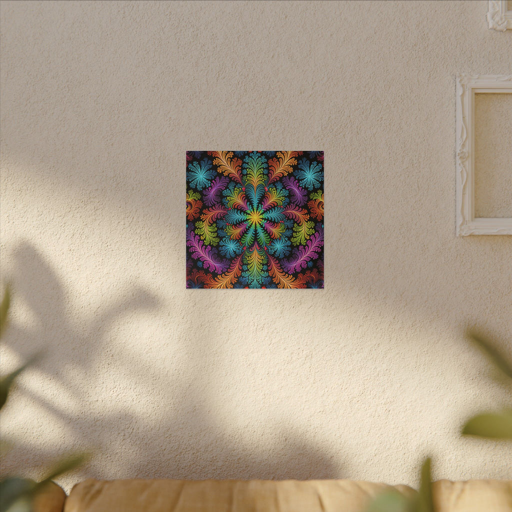 Rainbow Fractal Floral Canvas
