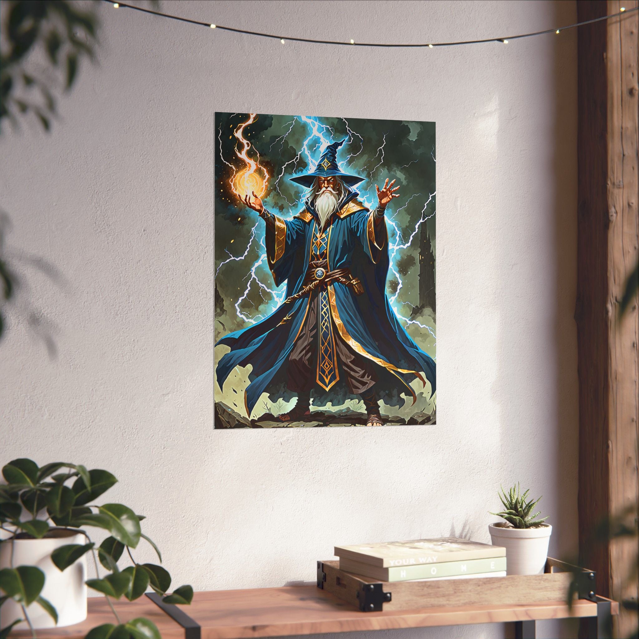 Lightning Fireball Wizard Magic Poster | Matte Vertical Poster