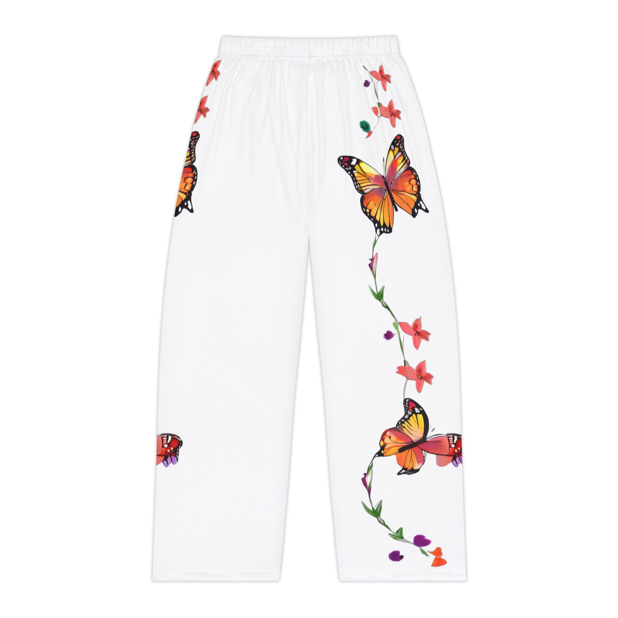 Butterfly Floral Women's Pajama Pants — Soft White Lounge Sleepwear