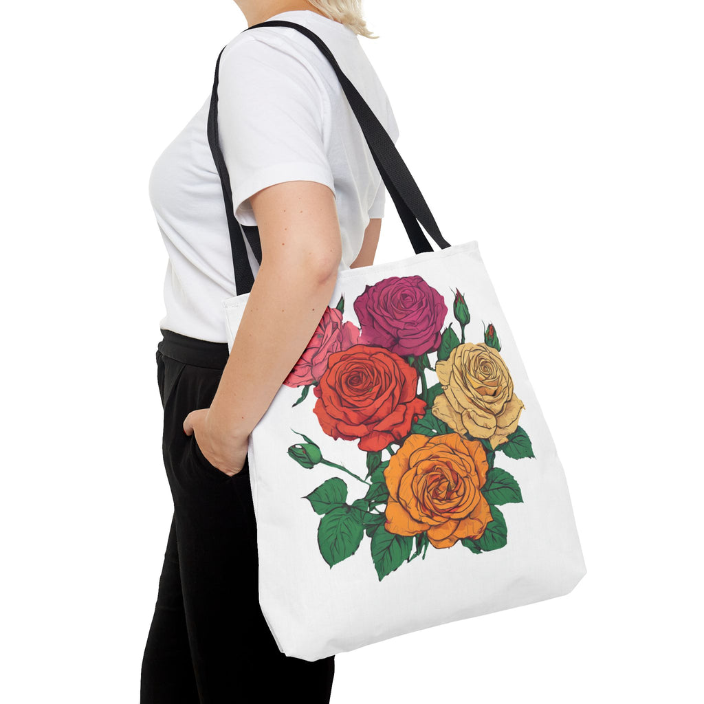 Floral Rose Bouquet Tote Bag — Colorful Garden Tote