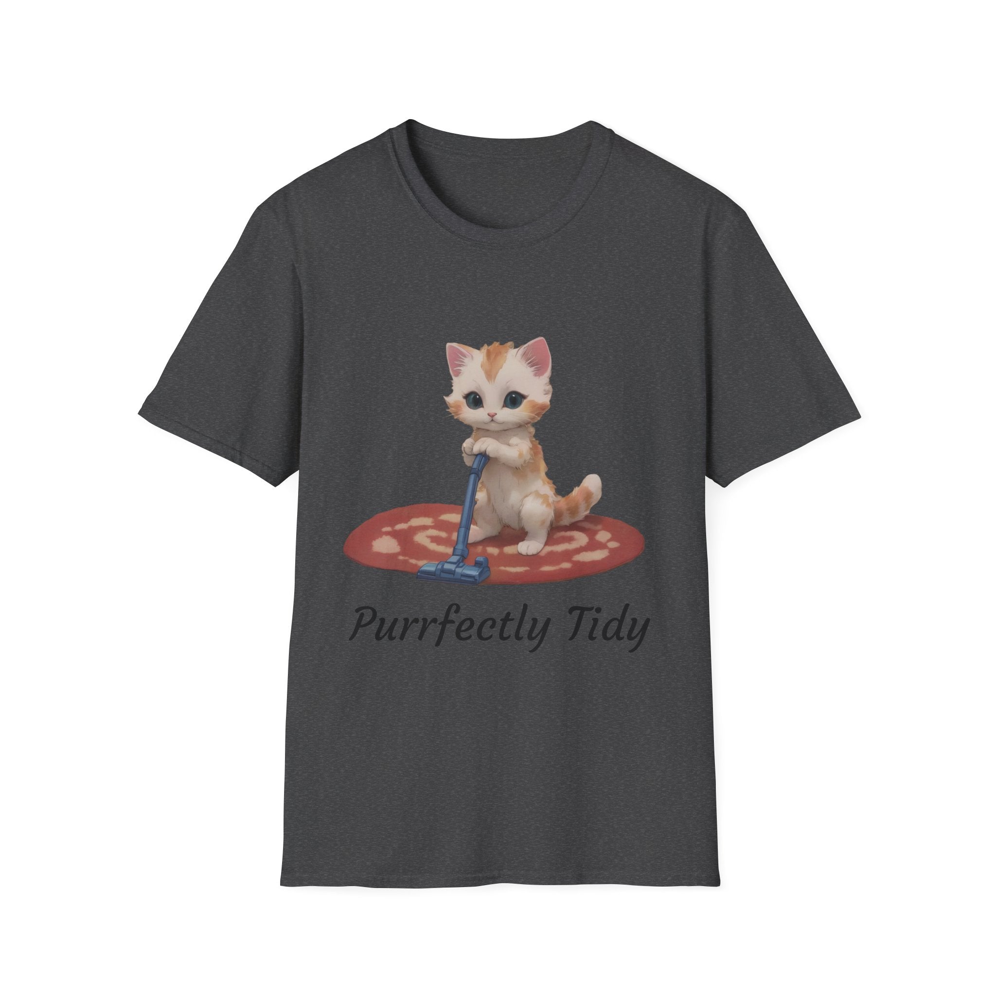 Purrfectly Tidy Cat Illustration T-Shirt | Cute Kitten on Rug