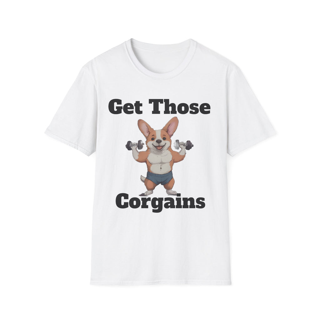 Get Those Corgains T-Shirt — Funny Corgi Gym Dog Fitness Tee