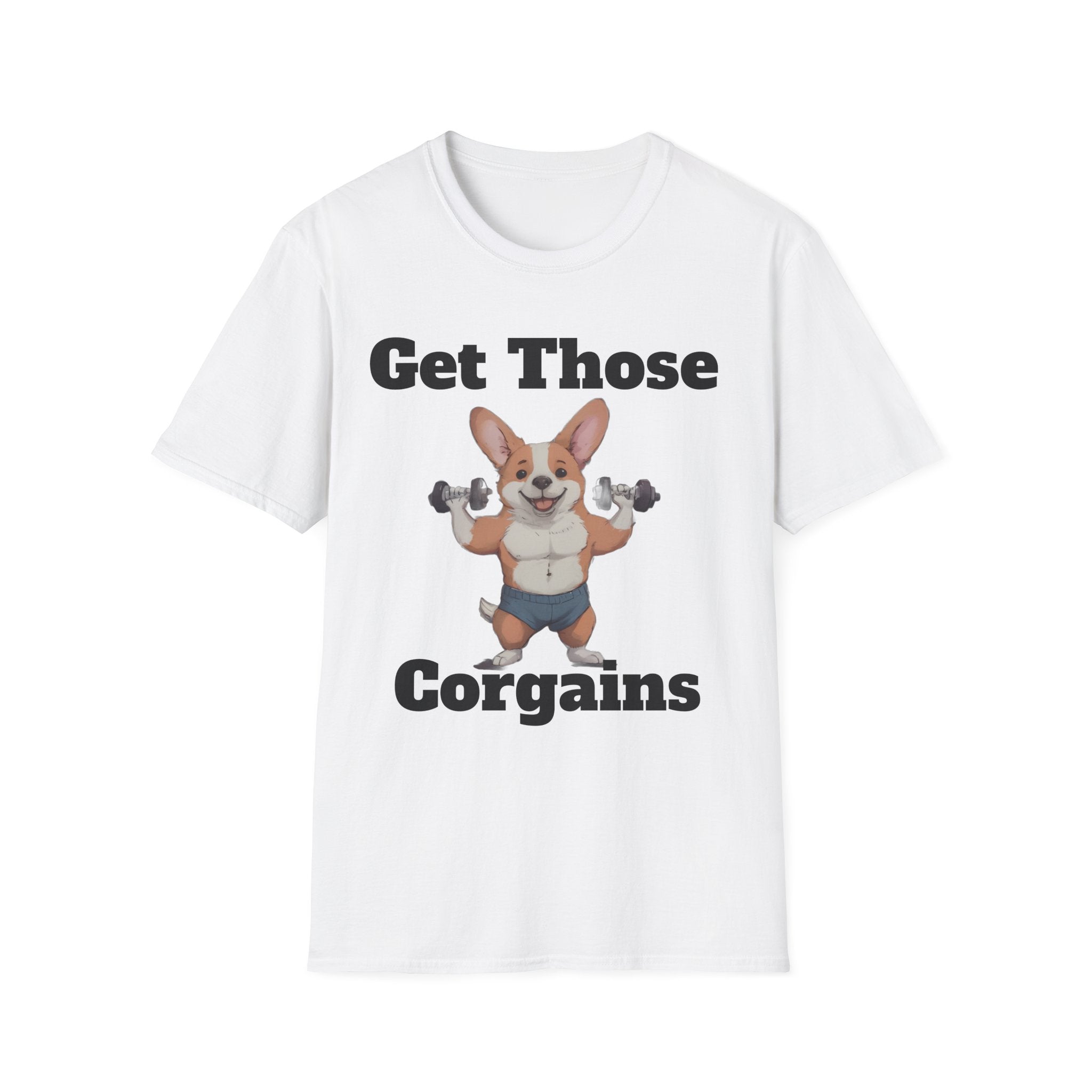 Get Those Corgains T-Shirt — Funny Corgi Gym Dog Fitness Tee