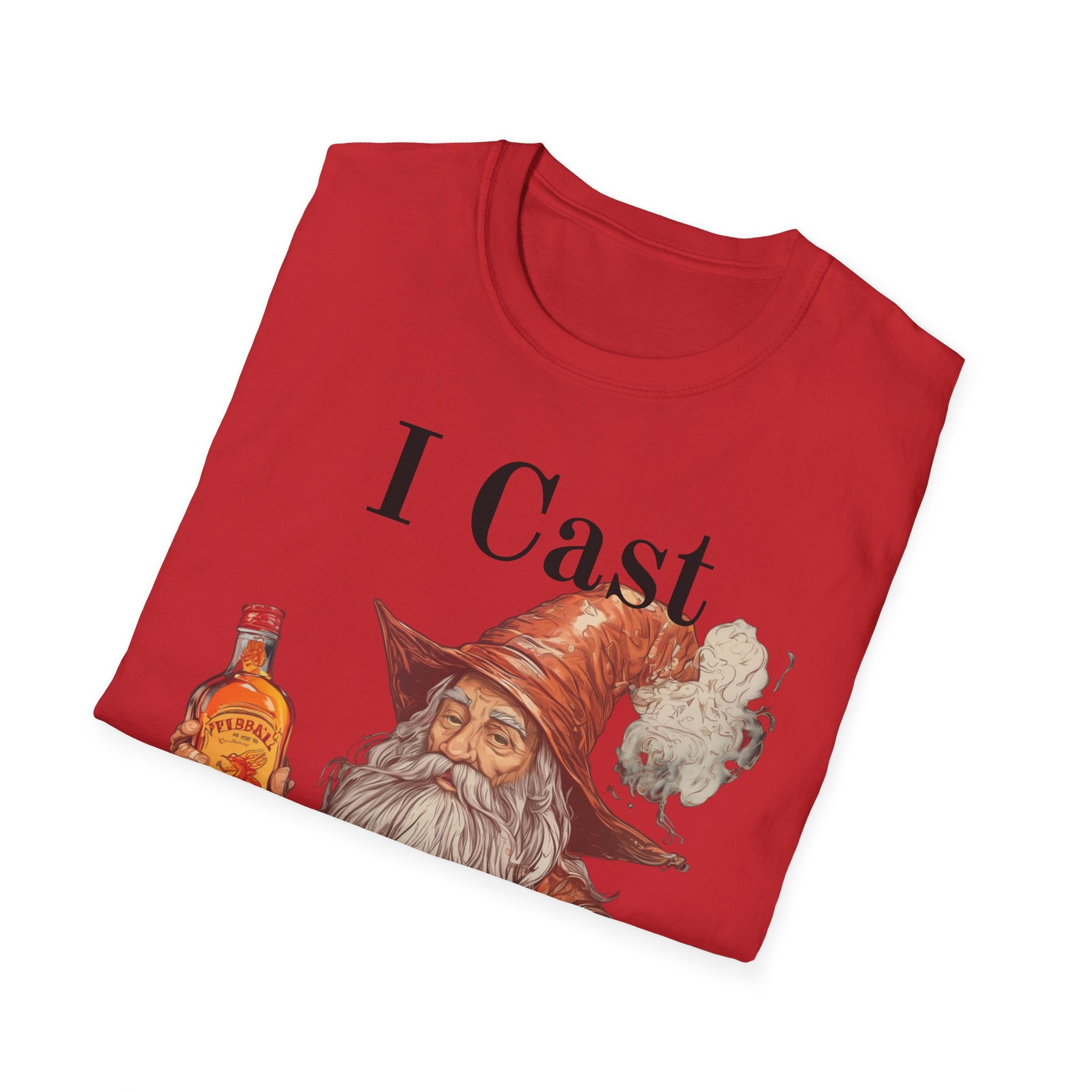 I Cast Fireball Wizard Illustration T-Shirt | Fantasy Mage Drinking Fireball
