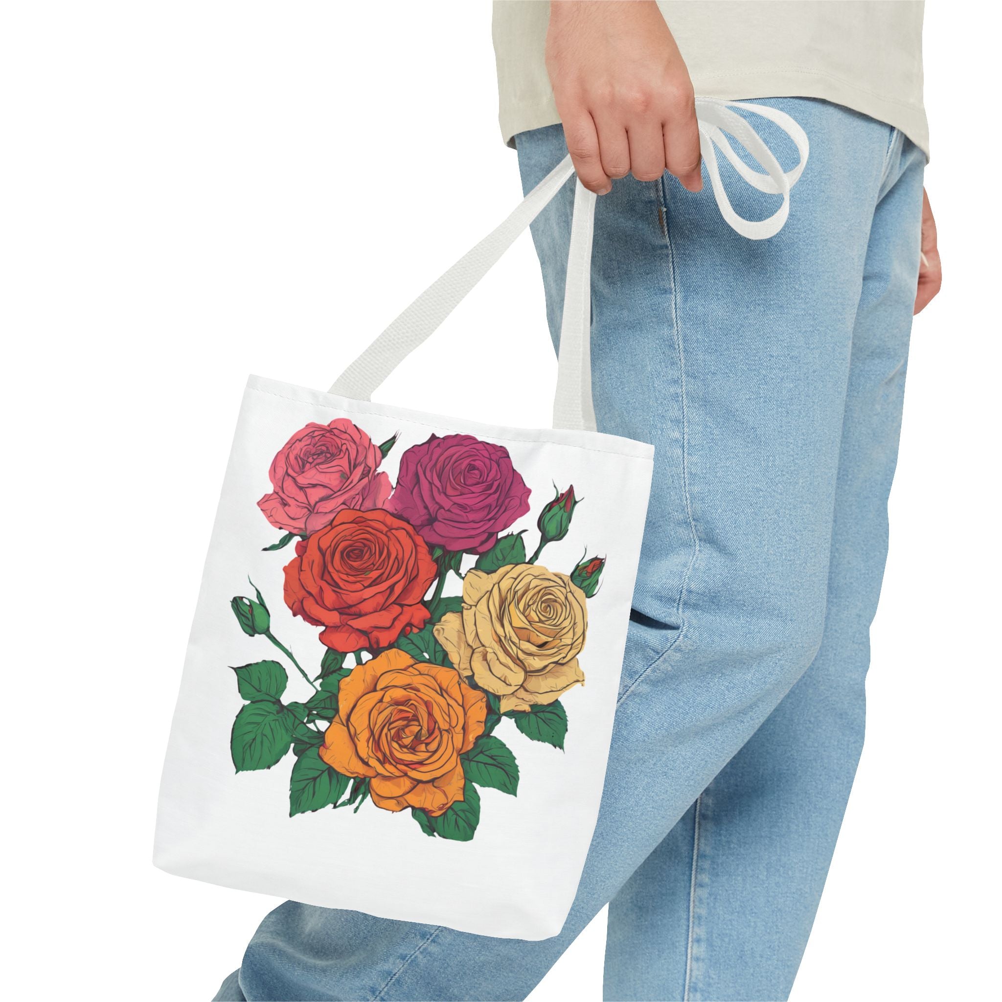 Floral Rose Bouquet Tote Bag — Colorful Garden Tote