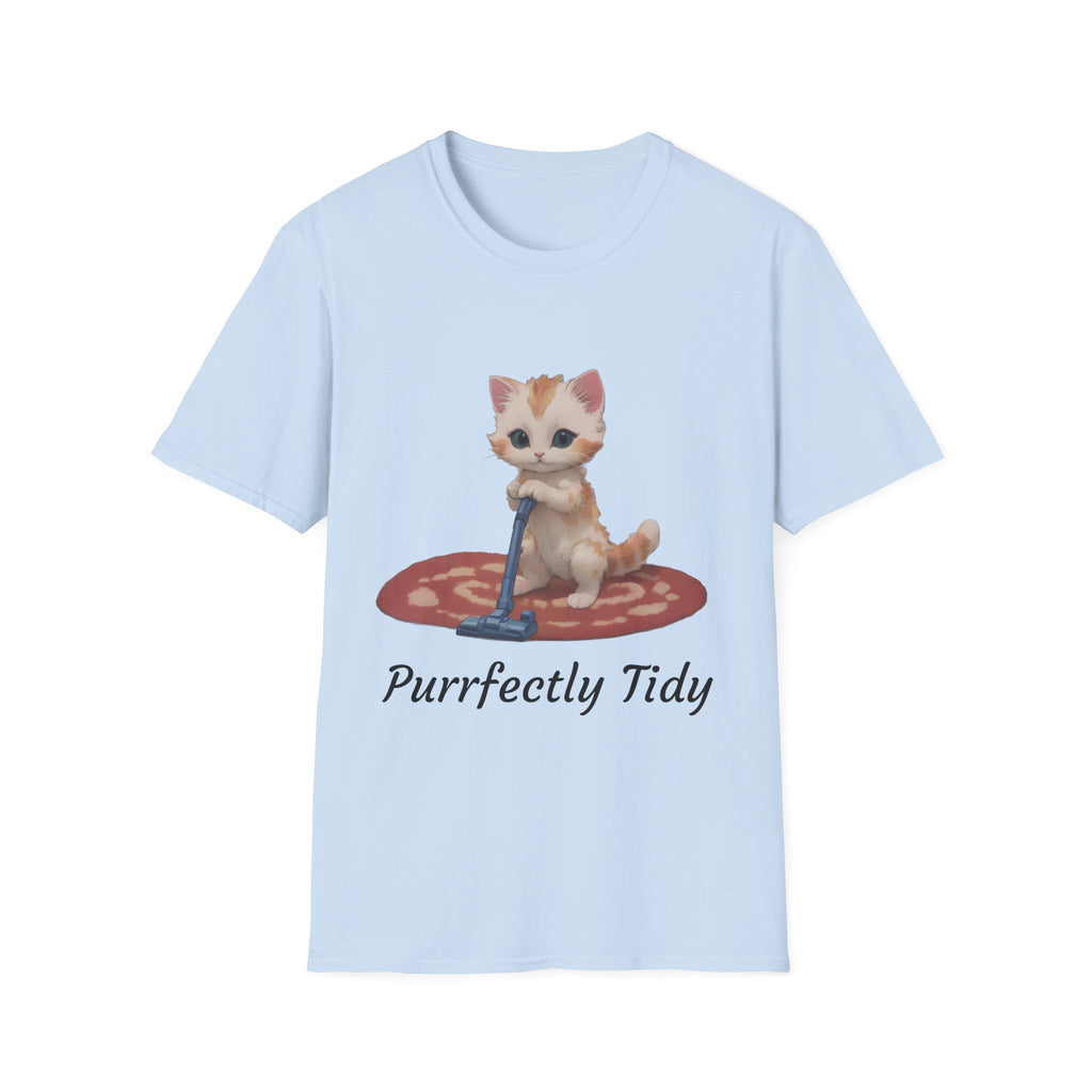 Purrfectly Tidy Cat Illustration T-Shirt | Cute Kitten on Rug