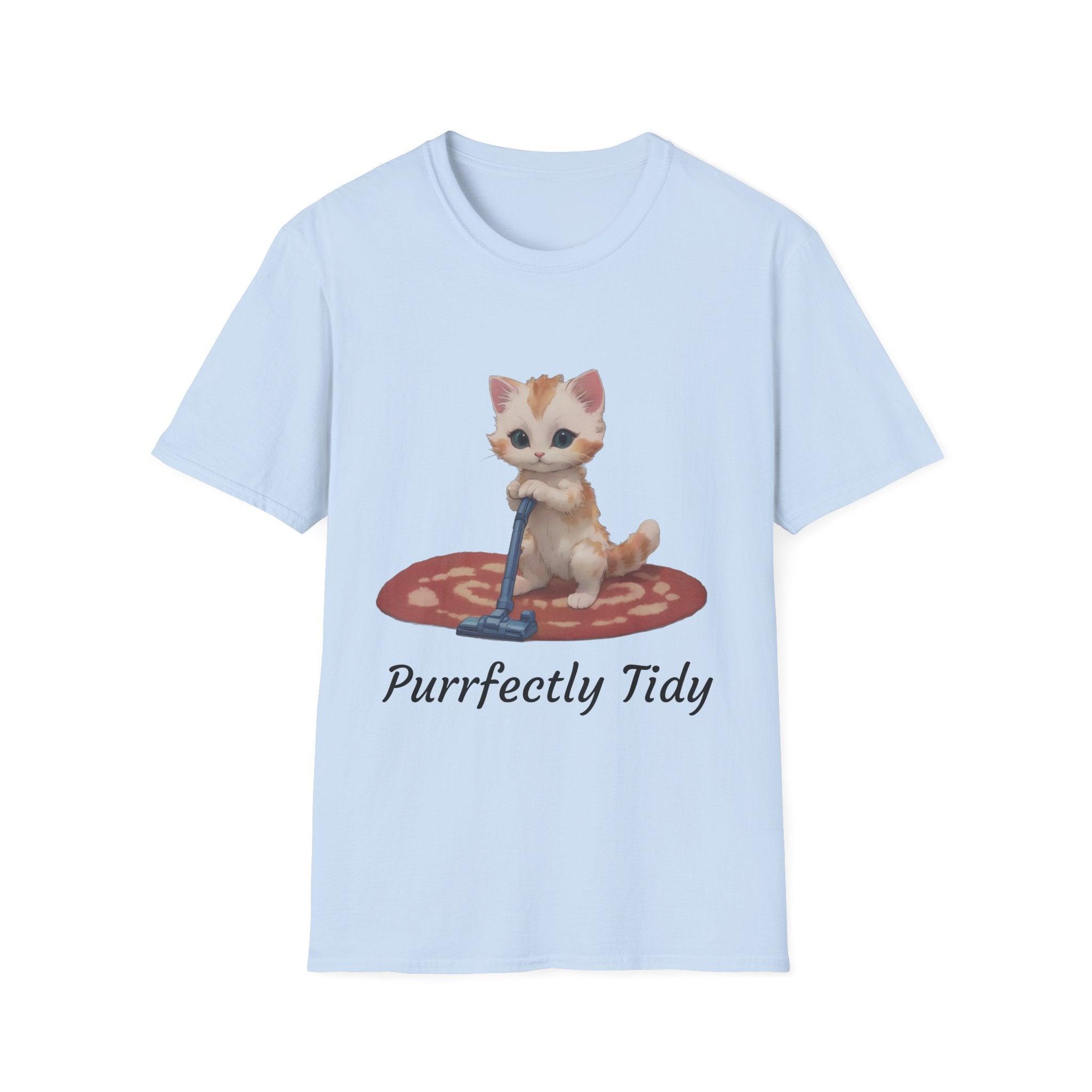 Purrfectly Tidy Cat Illustration T-Shirt | Cute Kitten on Rug
