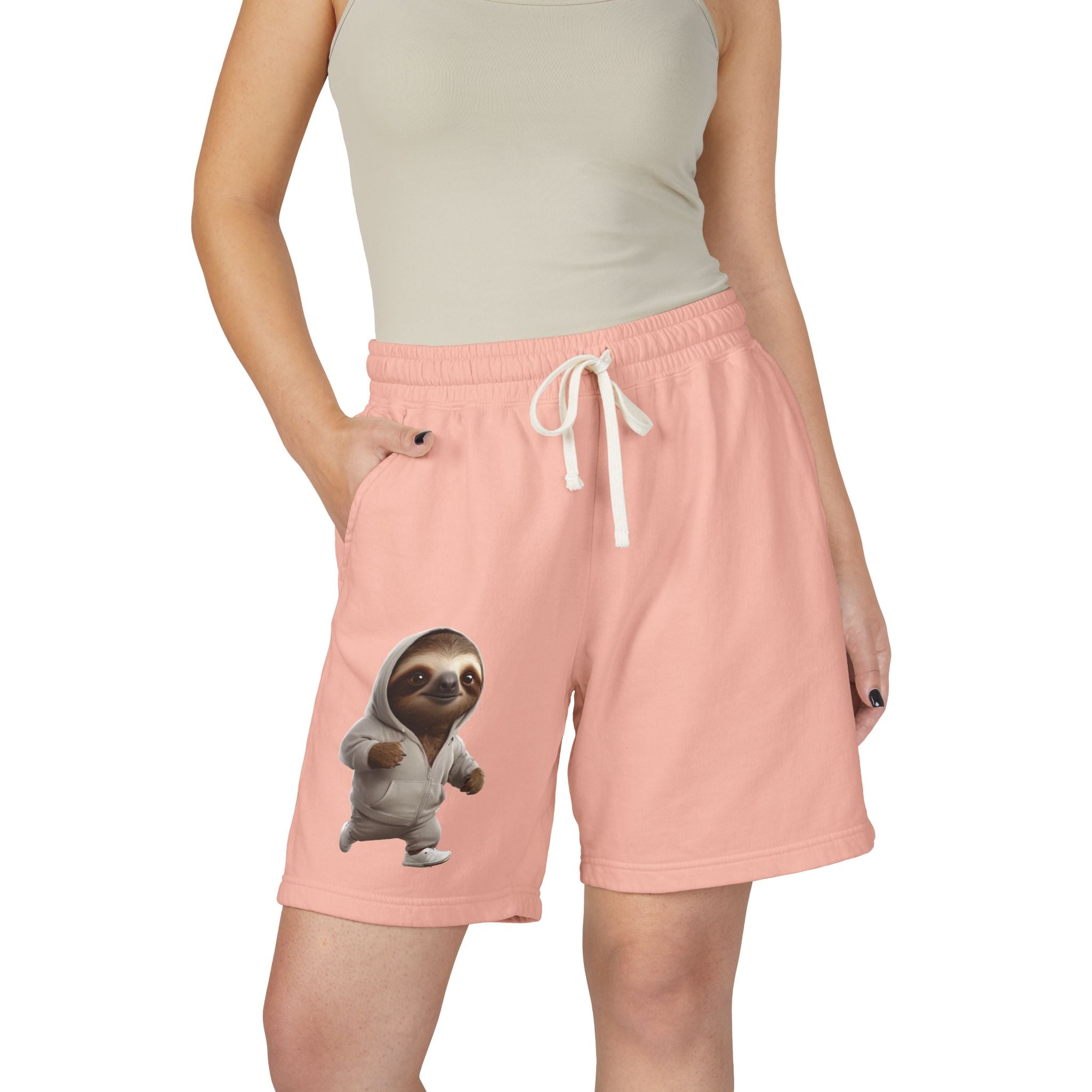 Sloth Lounge Sweat Shorts — Cozy Fleece Sleep & Relax Shorts
