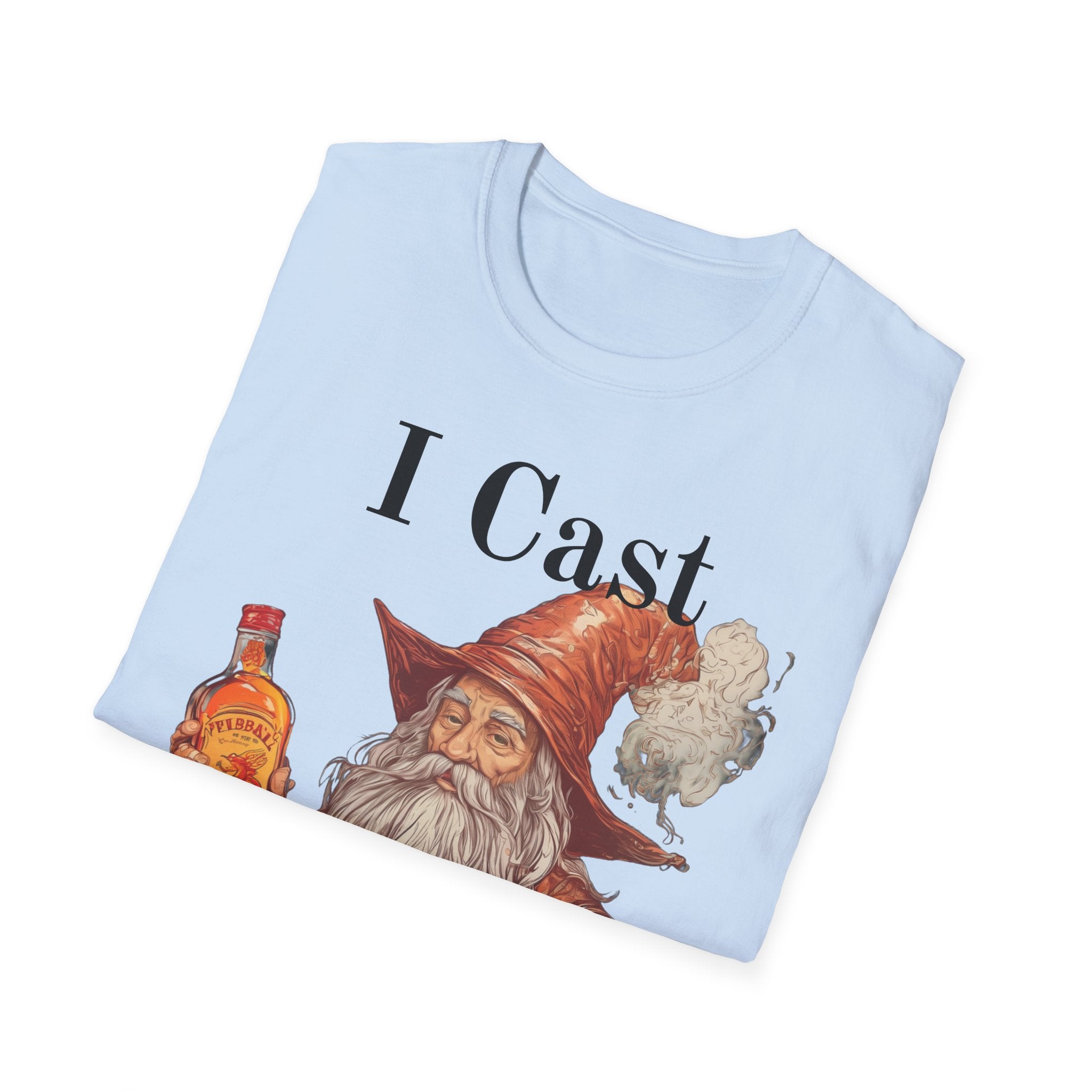 I Cast Fireball Wizard Illustration T-Shirt | Fantasy Mage Drinking Fireball