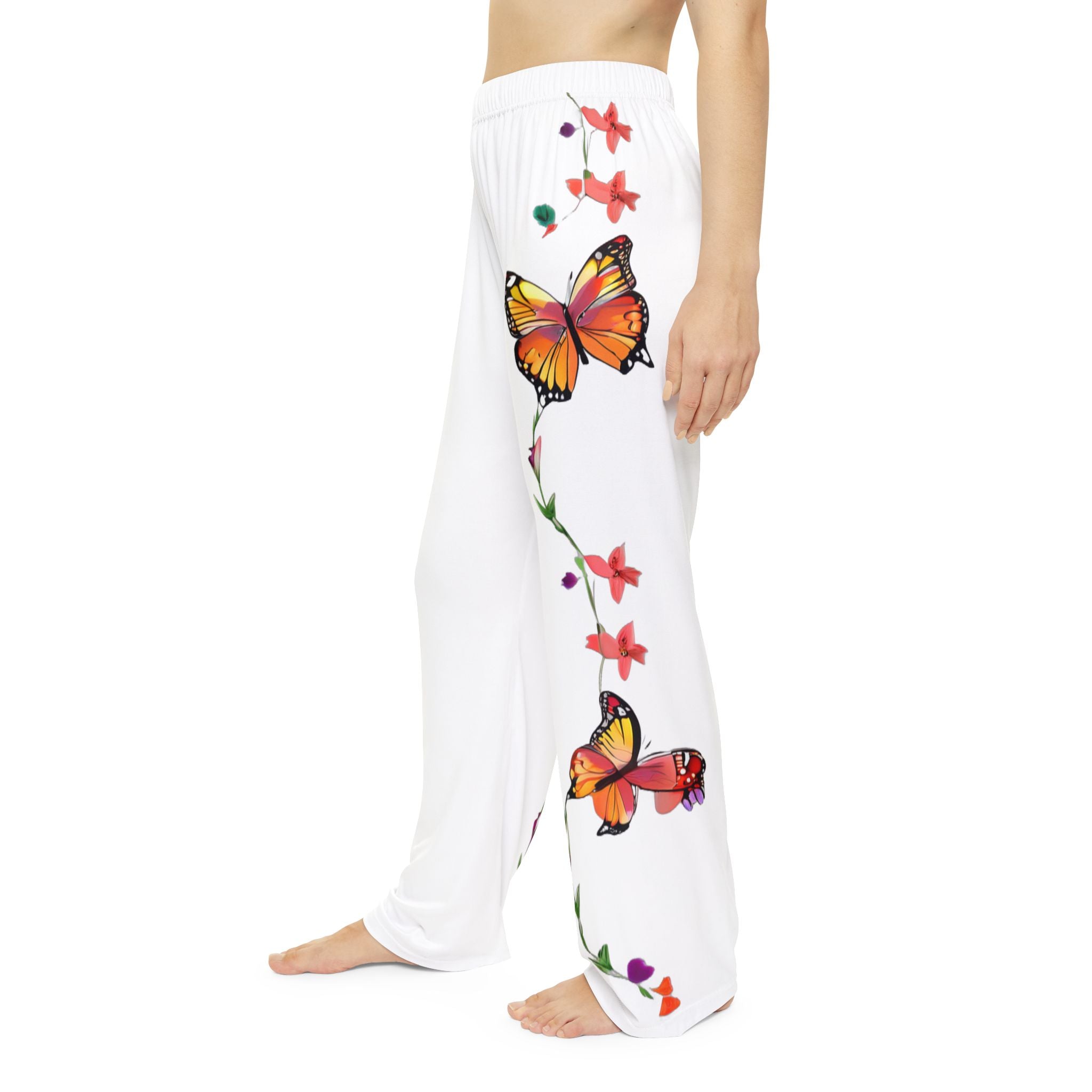 Butterfly Floral Women's Pajama Pants — Soft White Lounge Sleepwear