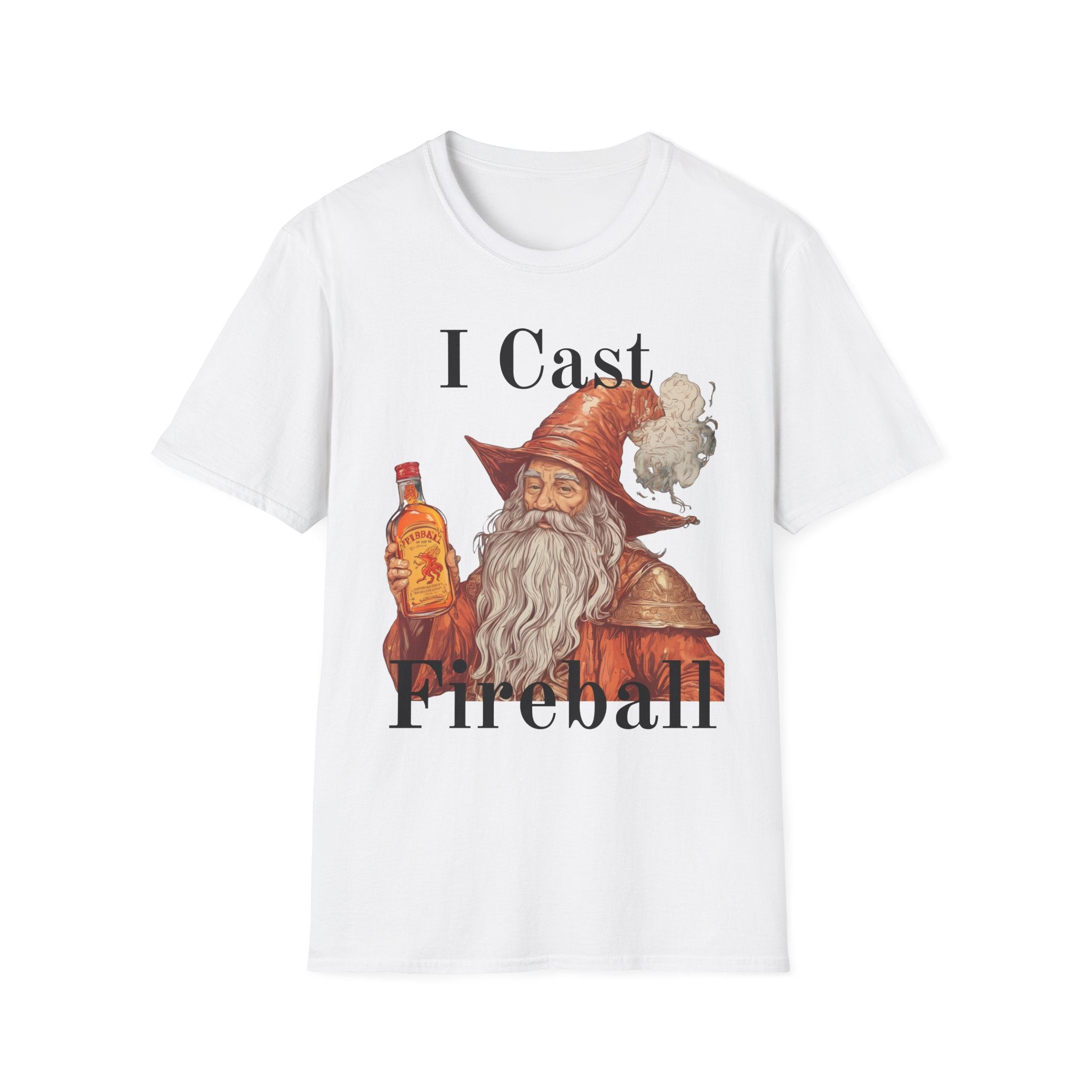 I Cast Fireball Wizard Illustration T-Shirt | Fantasy Mage Drinking Fireball