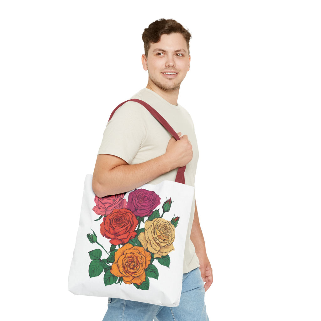 Floral Rose Bouquet Tote Bag — Colorful Garden Tote